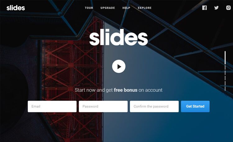 Image for Slides – Animated Landing Page on template0.com