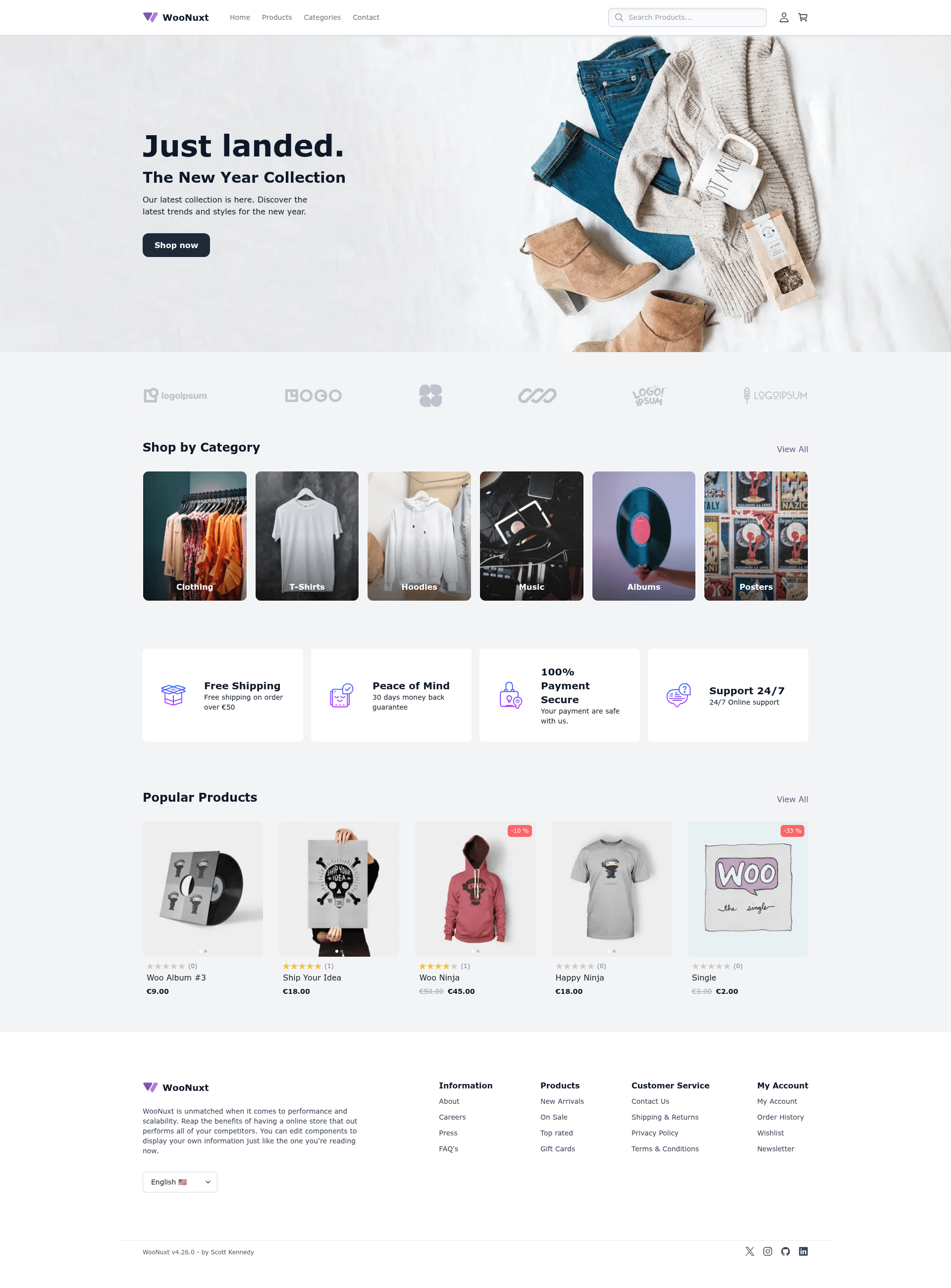 screenshot of WooNuxt on template0.com