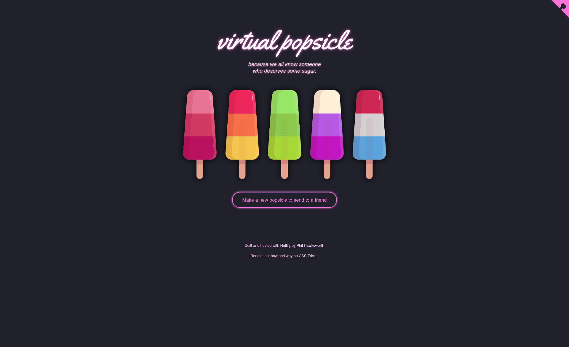 screenshot of Virtual Lolly on template0.com