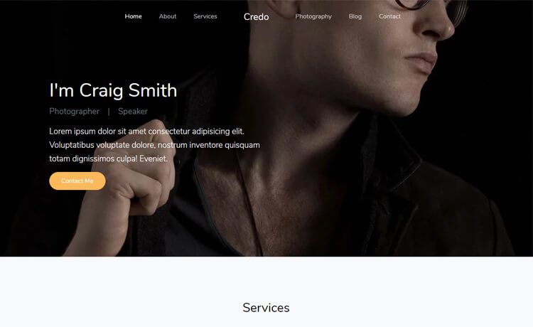 Image for Credo – Free Bootstrap 4 HTML5 Personal Portfolio Website Template on template0.com Image for Credo – Free Bootstrap 4 HTML5 Personal Portfolio Website Template on template0.com