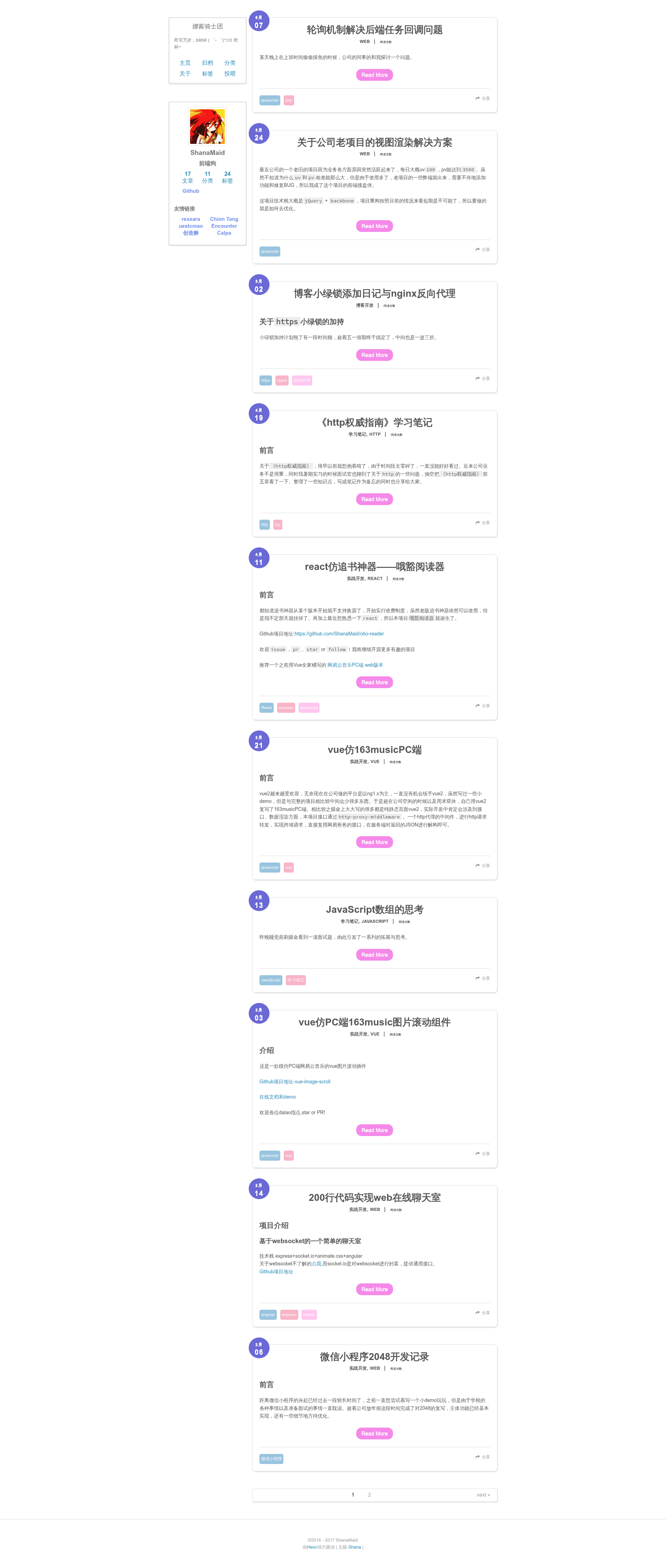 screenshot of Hexo Theme Shana on template0.com