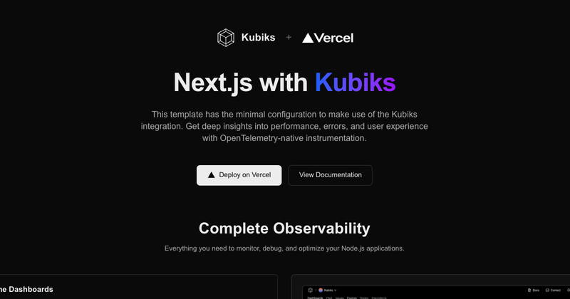 Image for Kubiks Next.js Starter Template on template0.com