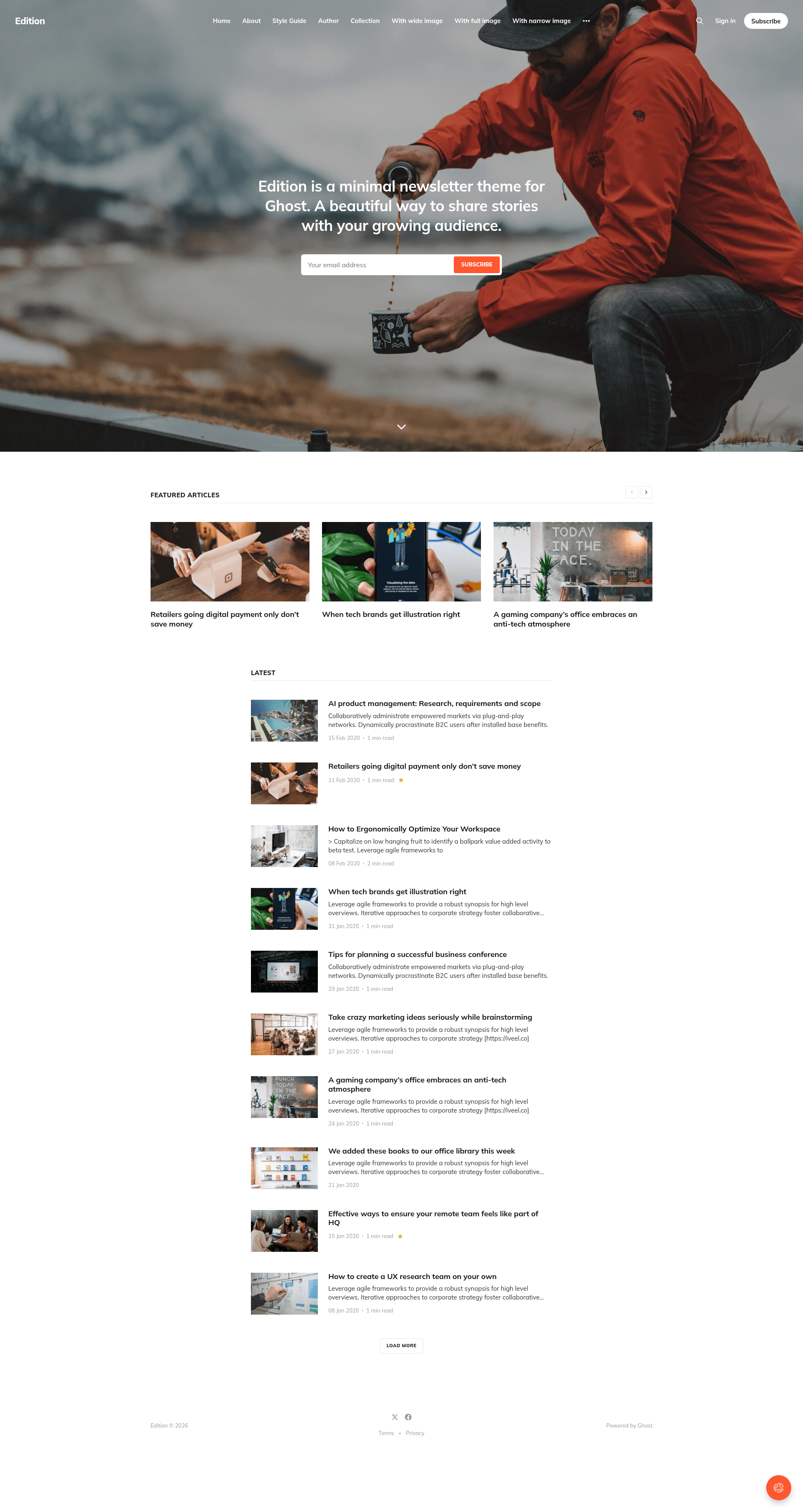 screenshot of Edition on template0.com