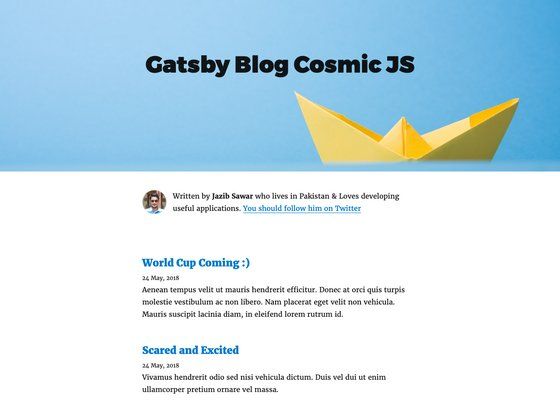 Image for Gatsby Blog Cosmicjs on template0.com Image for Gatsby Blog Cosmicjs on template0.com