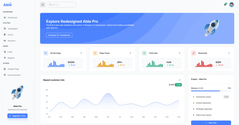 Image for Able Vuejs Admin Dashboard(dashboard vue template) on template0.com