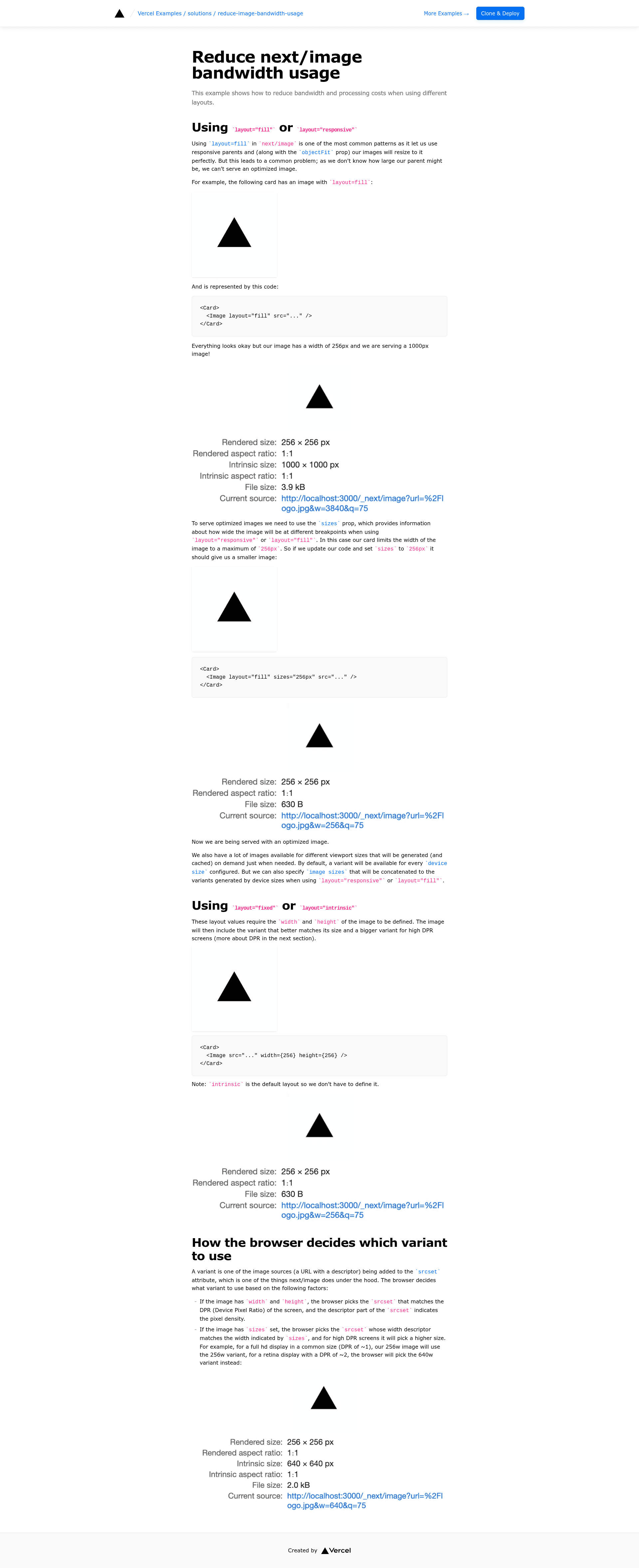 screenshot of Reducing bandwidth usage with next/image on template0.com