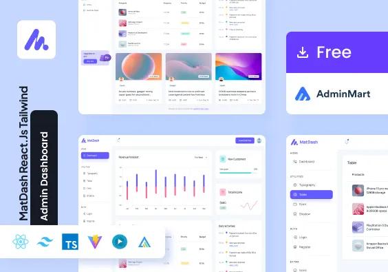 Matdash Free Tailwind React Dashboard preview