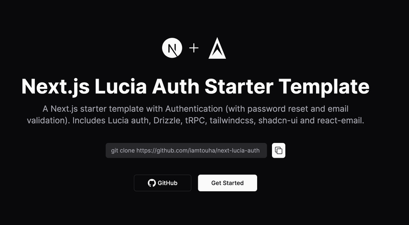 Image for Next.js Lucia Auth Starter on template0.com Image for Next.js Lucia Auth Starter on template0.com