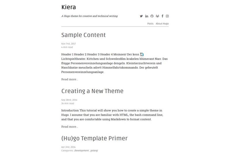 Image for Kiera Theme for Hugo on template0.com Image for Kiera Theme for Hugo on template0.com