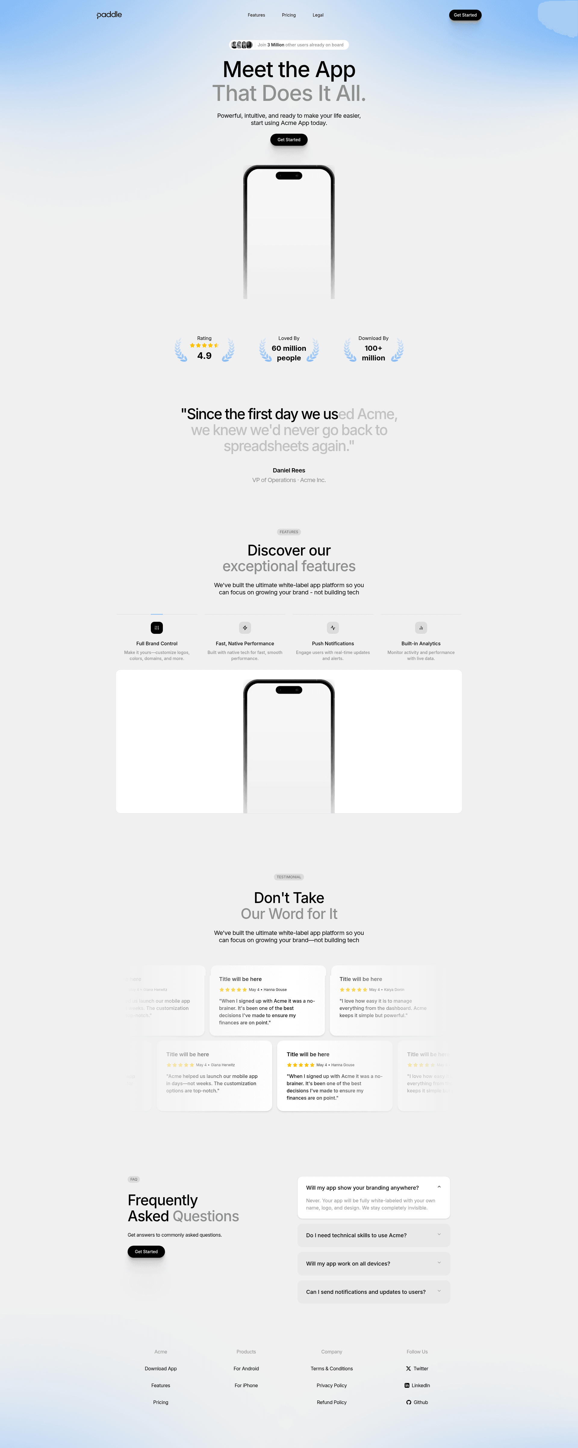 screenshot of Paddle Mobile Web Payments Starter on template0.com