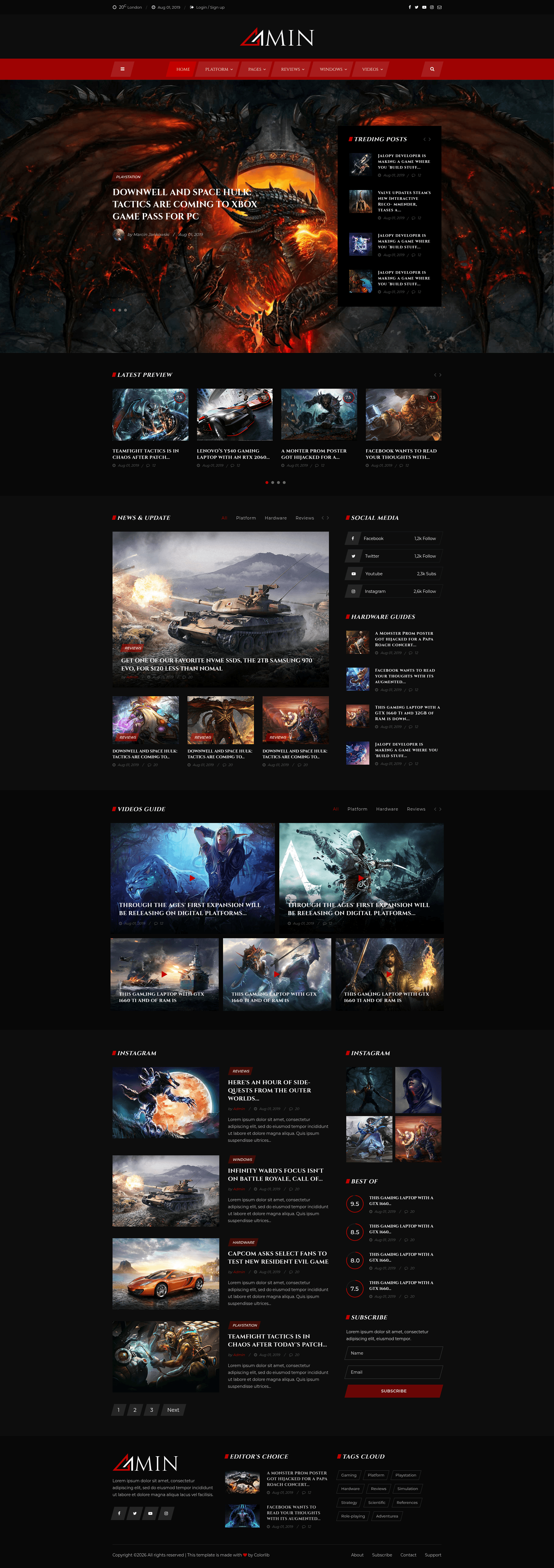 screenshot of Amin - Free Bootstrap 4 HTML5 Magazine Website Template on template0.com