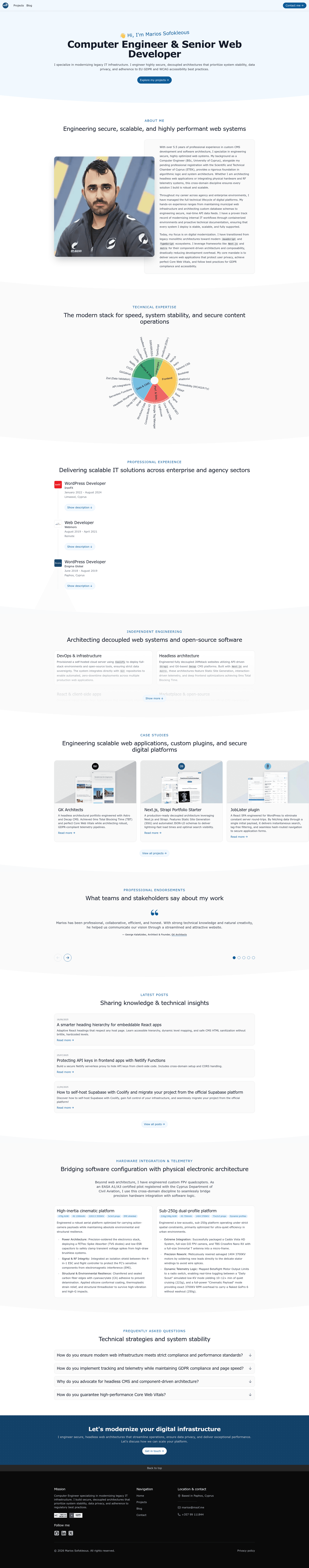 screenshot of Next.js, Strapi Portfolio Starter on template0.com