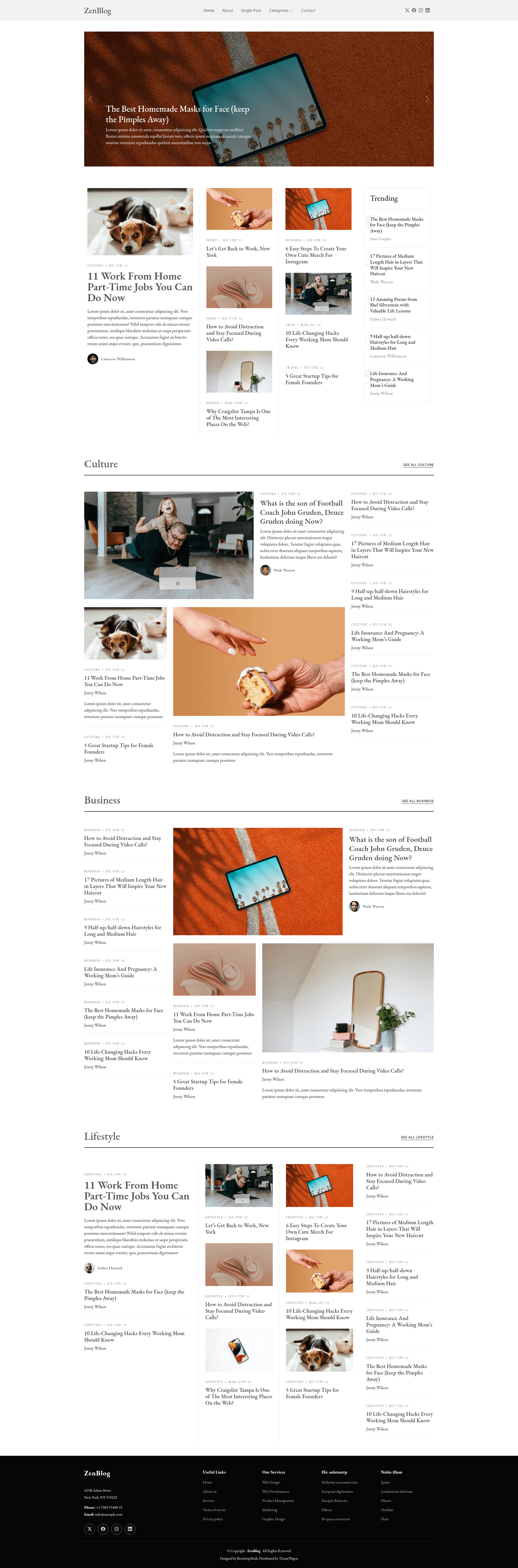 screenshot of ZenBlog on template0.com