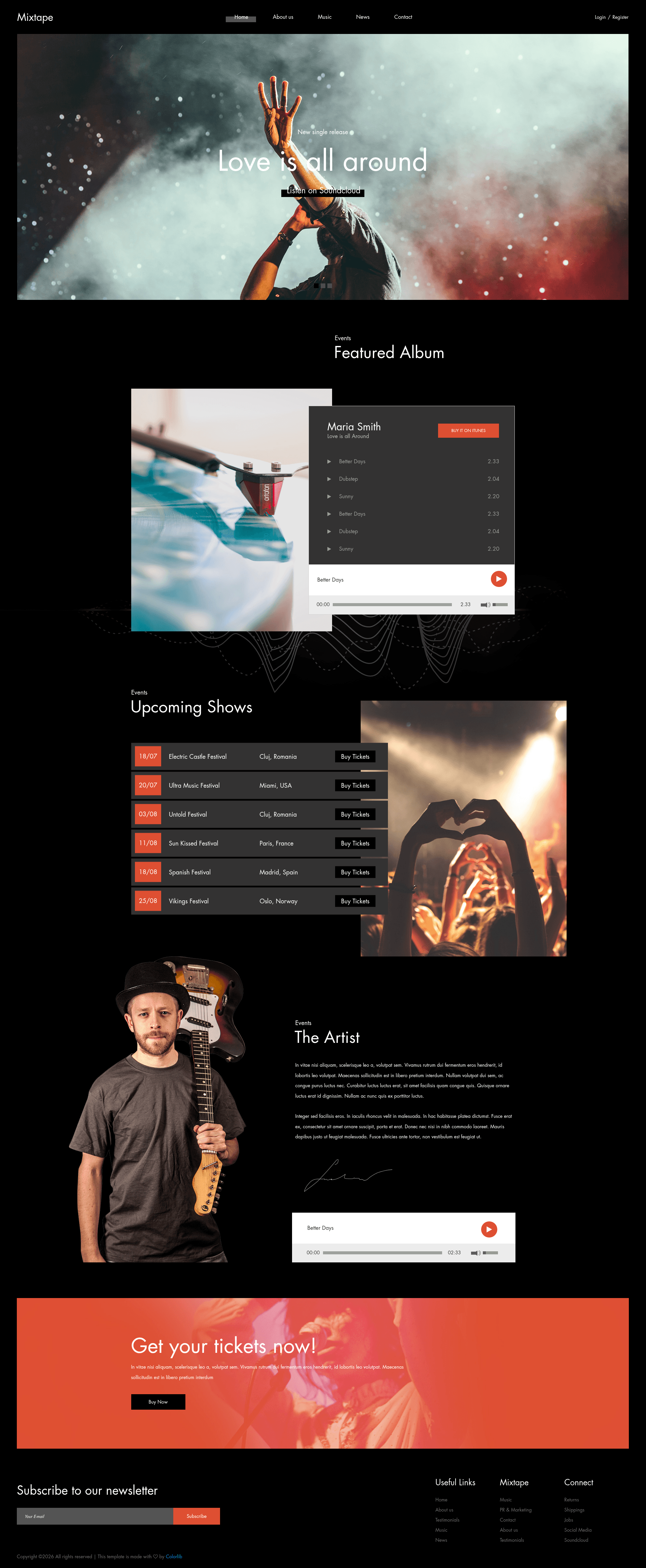 screenshot of Mixtape on template0.com