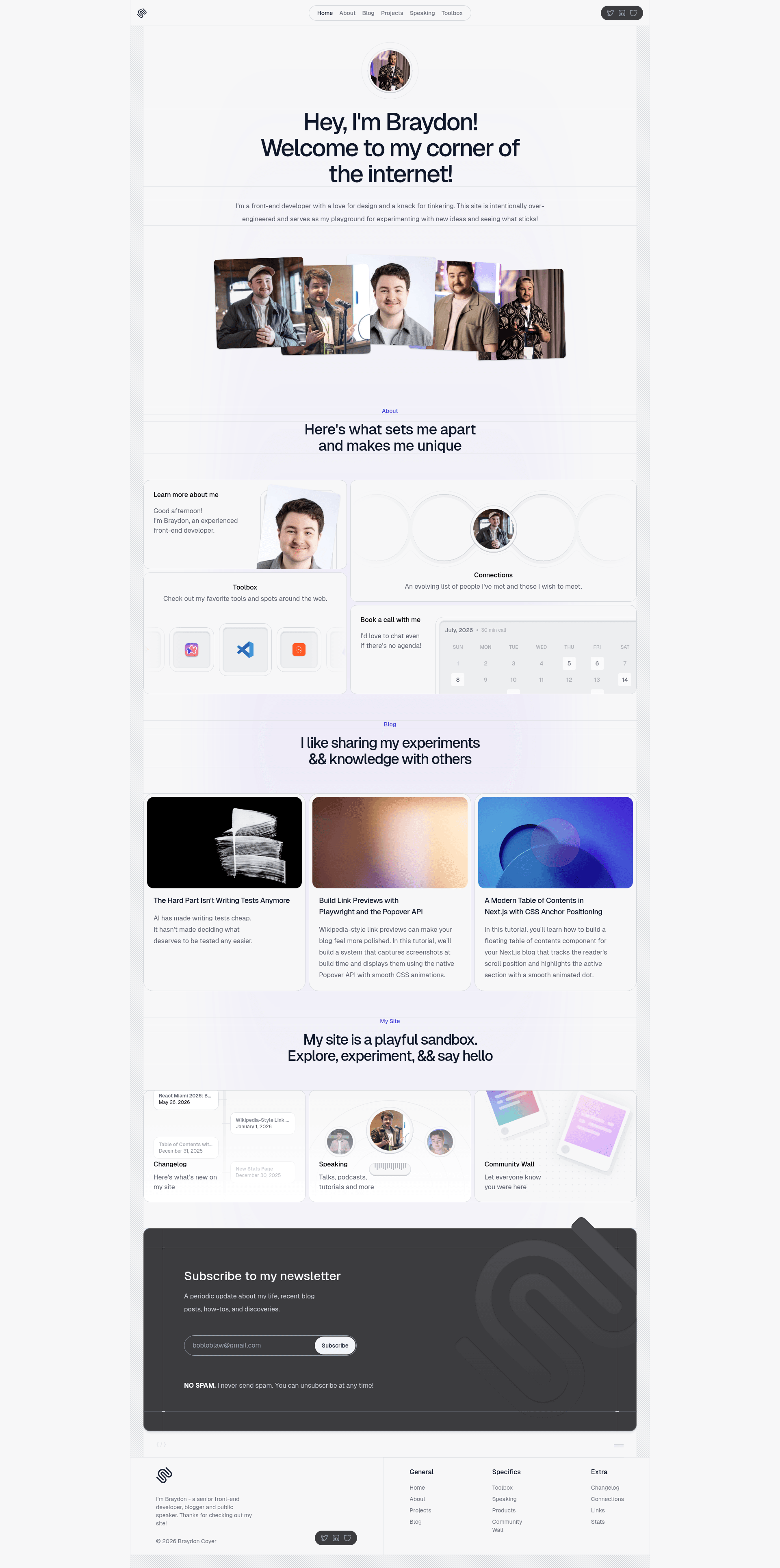 screenshot of braydoncoyer.dev on template0.com