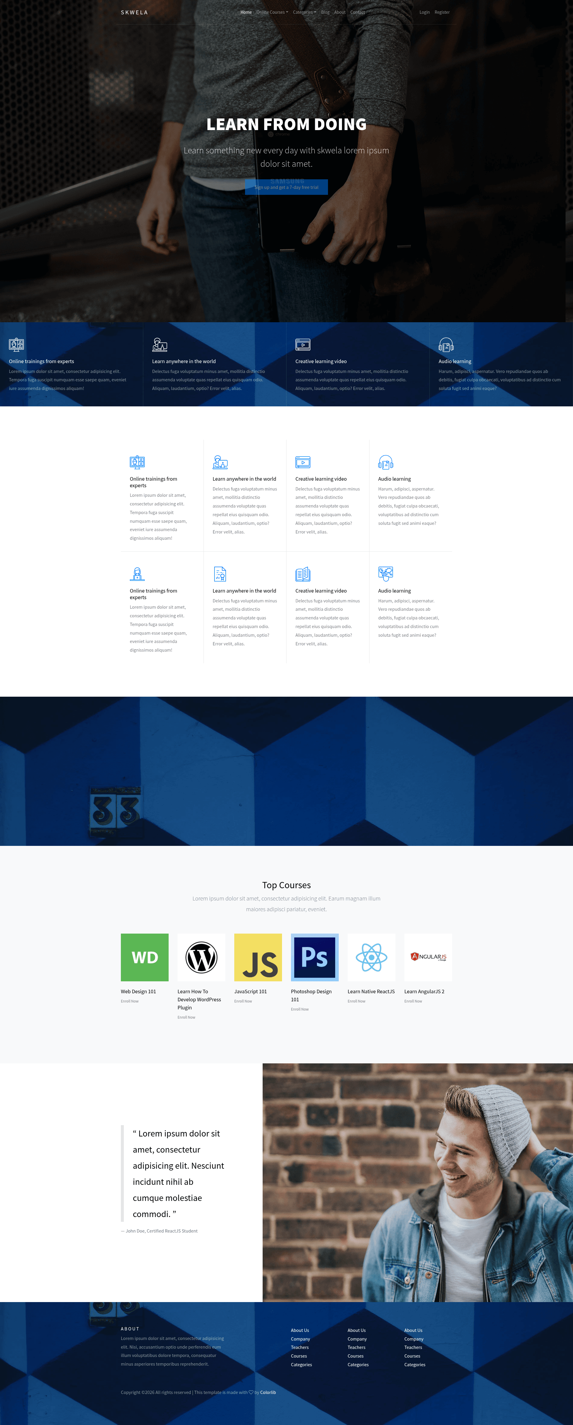 screenshot of Skwela – User-friendly Free HTML5 Education Website Template on template0.com