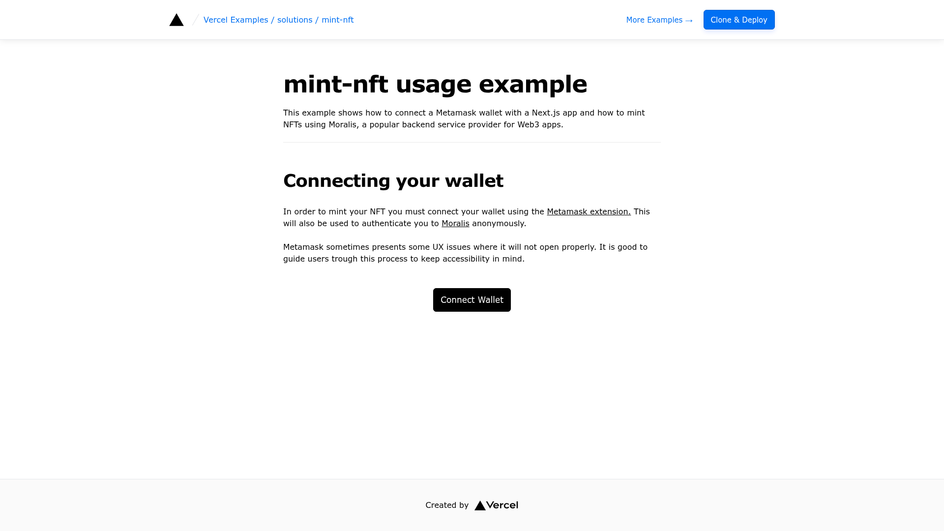 screenshot of Mint a single NFT with Moralis on template0.com