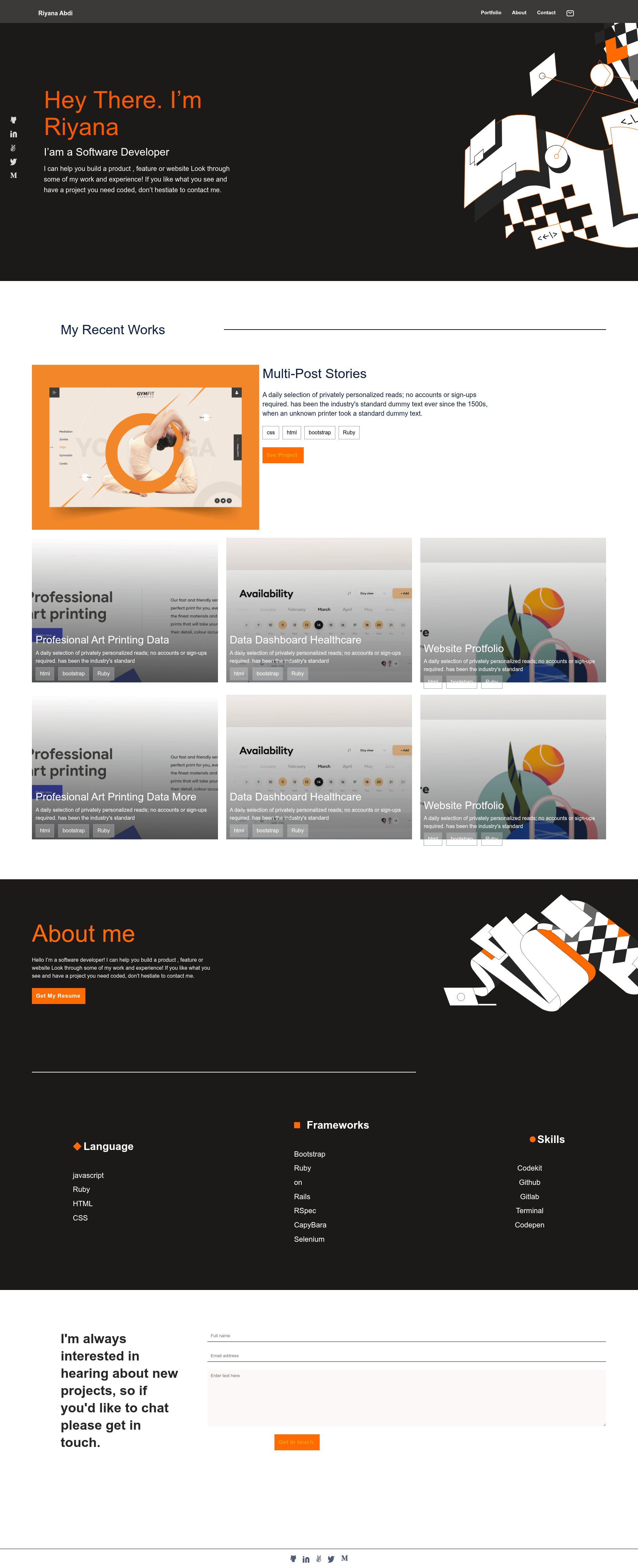 screenshot of Portfolio Mobile on template0.com
