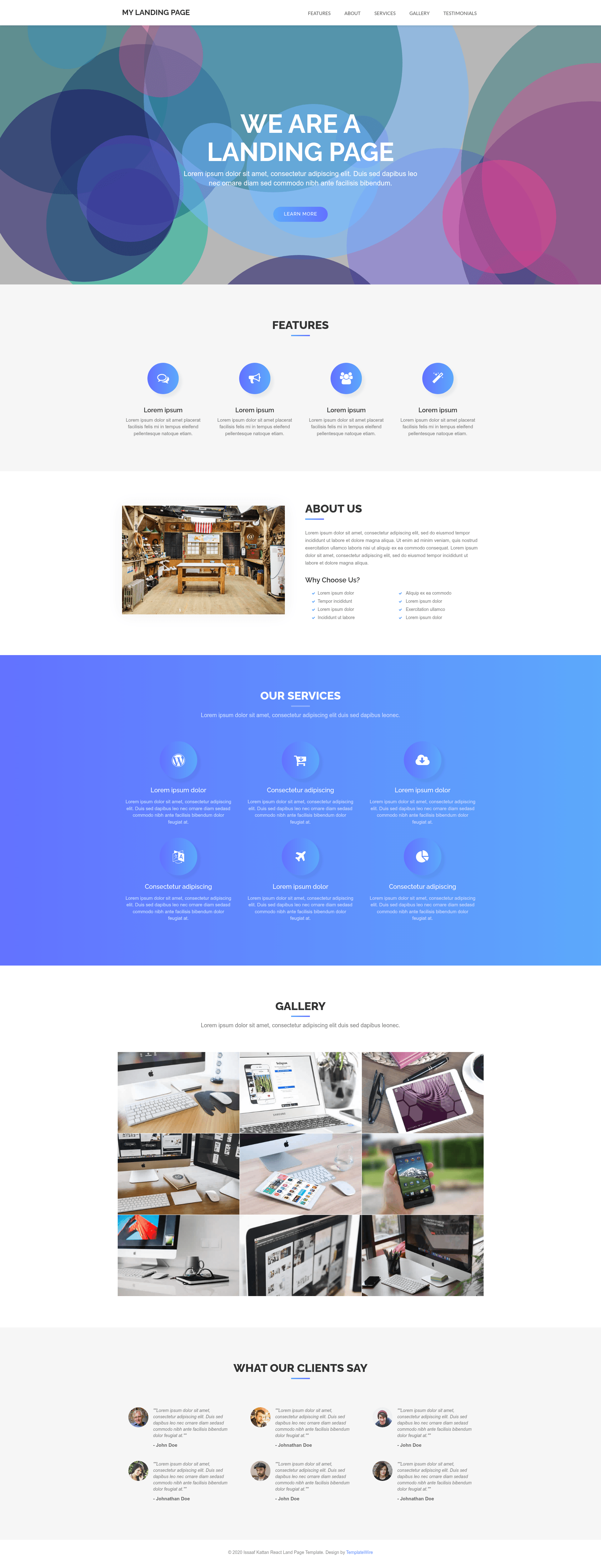 screenshot of Wonderful Landing Page Template on template0.com
