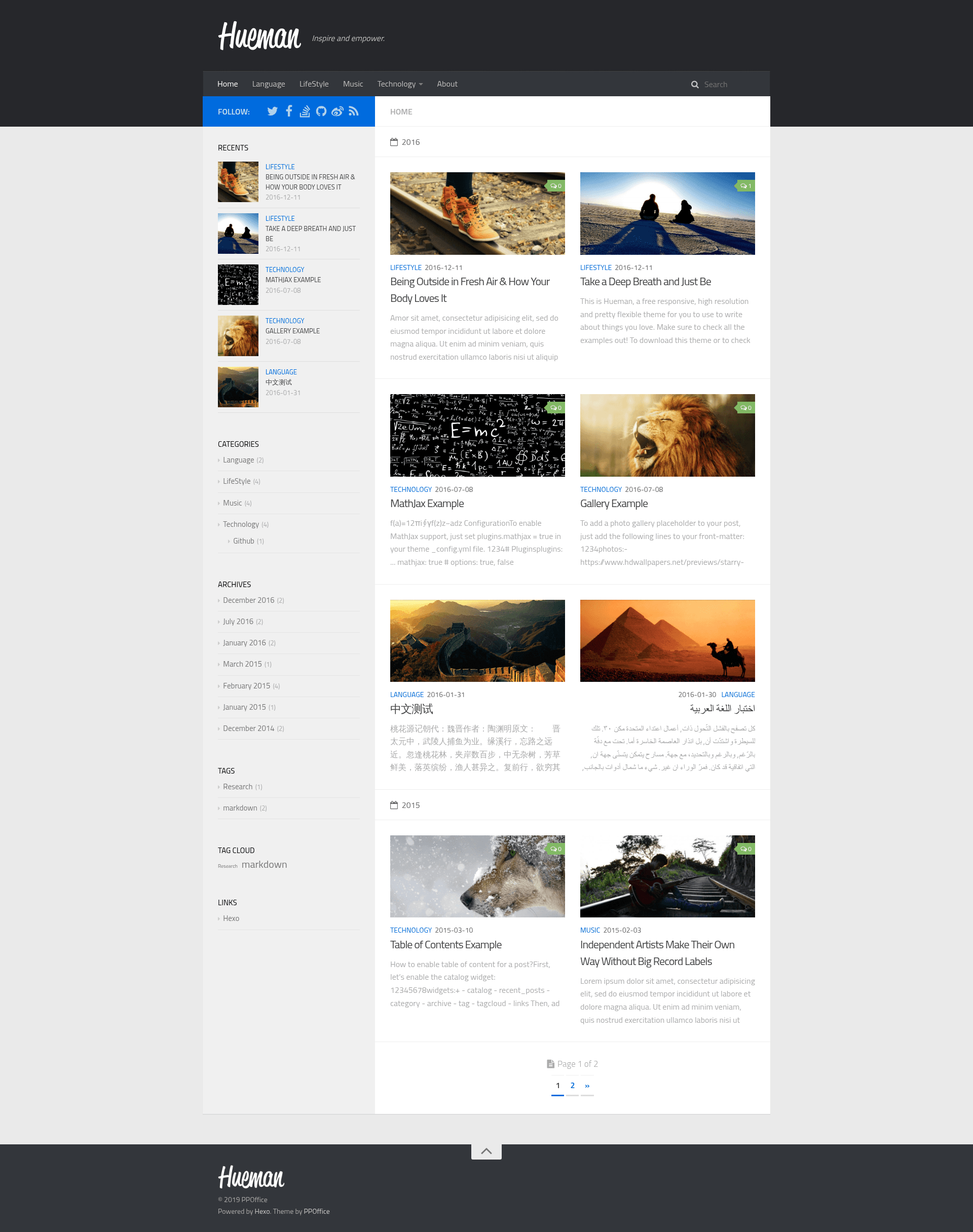 screenshot of Hueman on template0.com