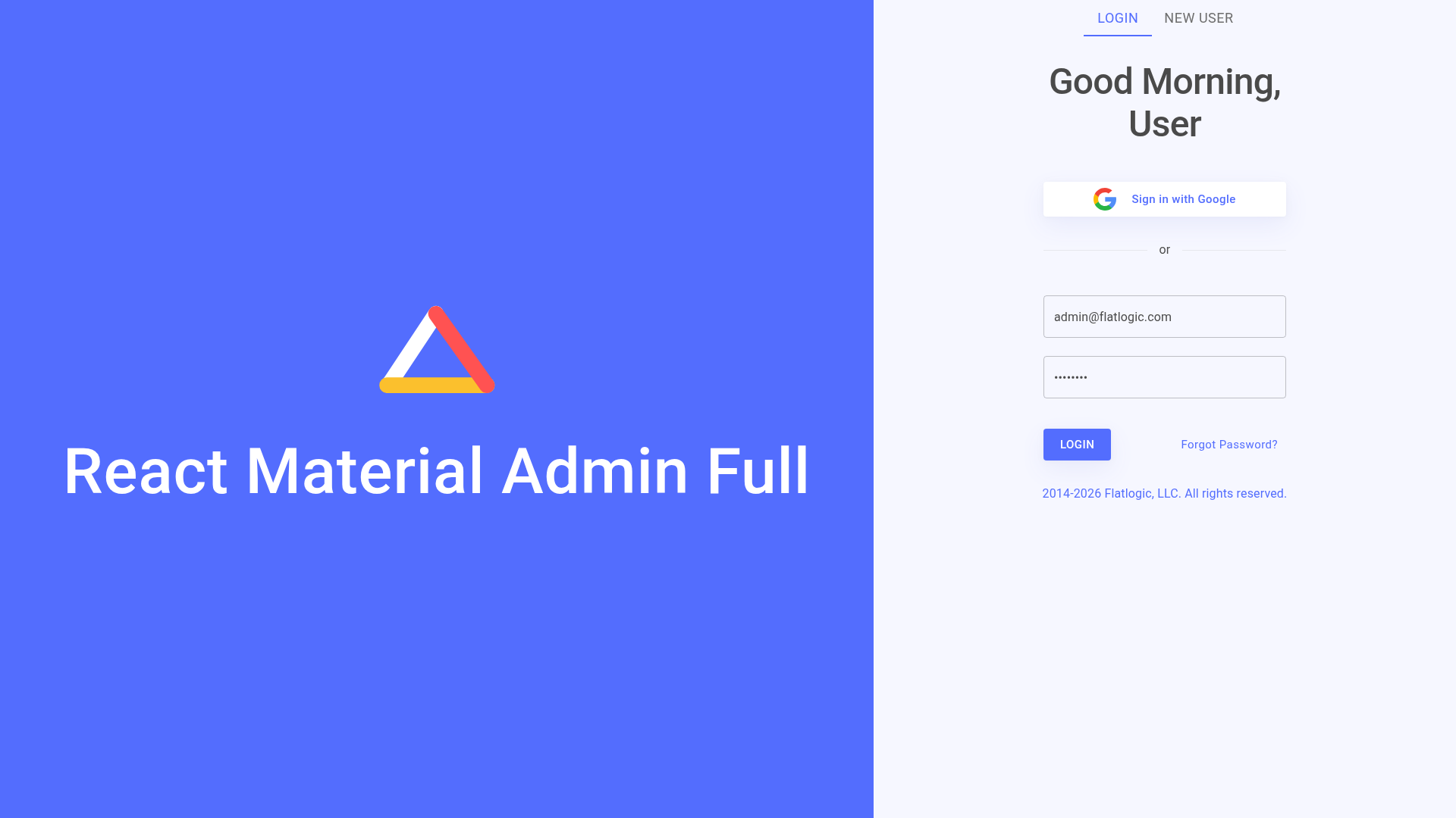screenshot of React Material Admin on template0.com