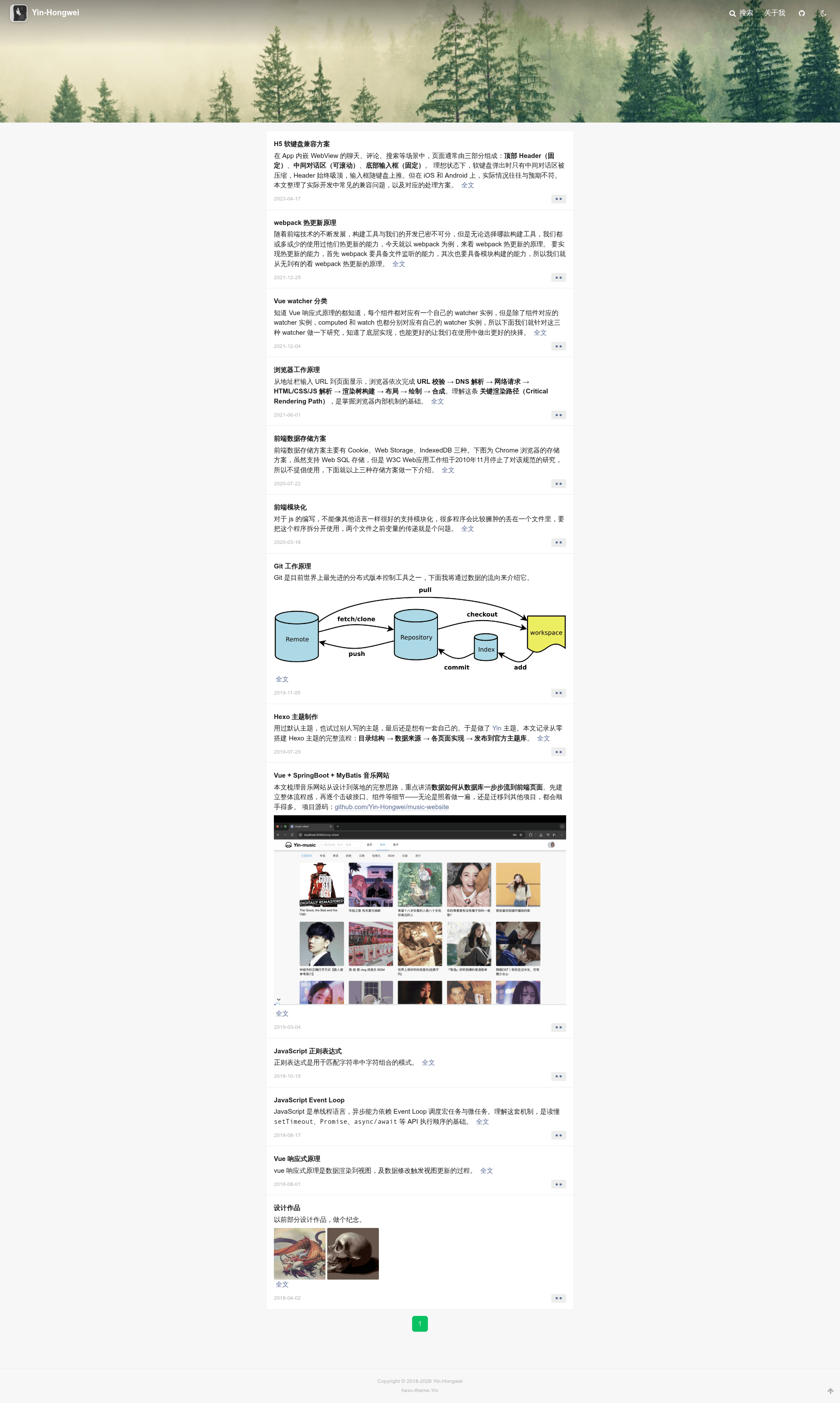 screenshot of Hexo Theme Yin on template0.com