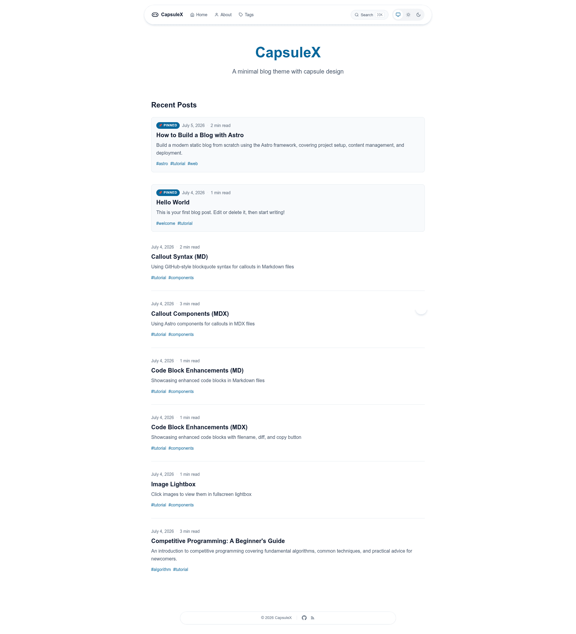 screenshot of CapsuleX on template0.com