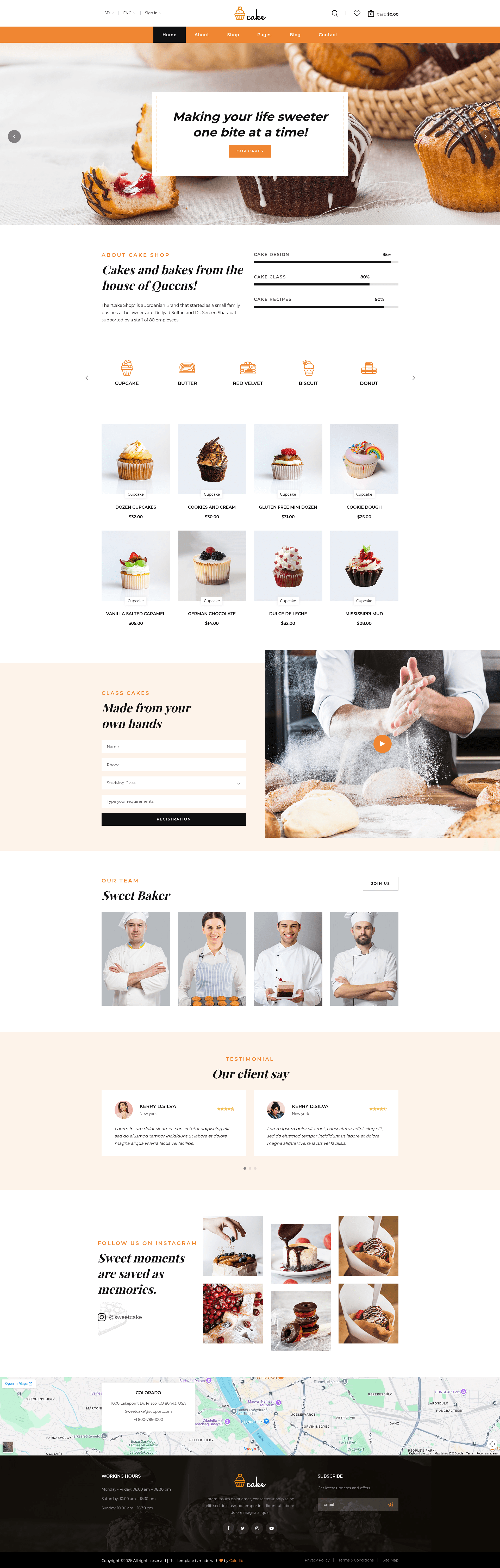screenshot of Cake – Free Responsive Bootstrap 4 HTML5 Food Website Template on template0.com