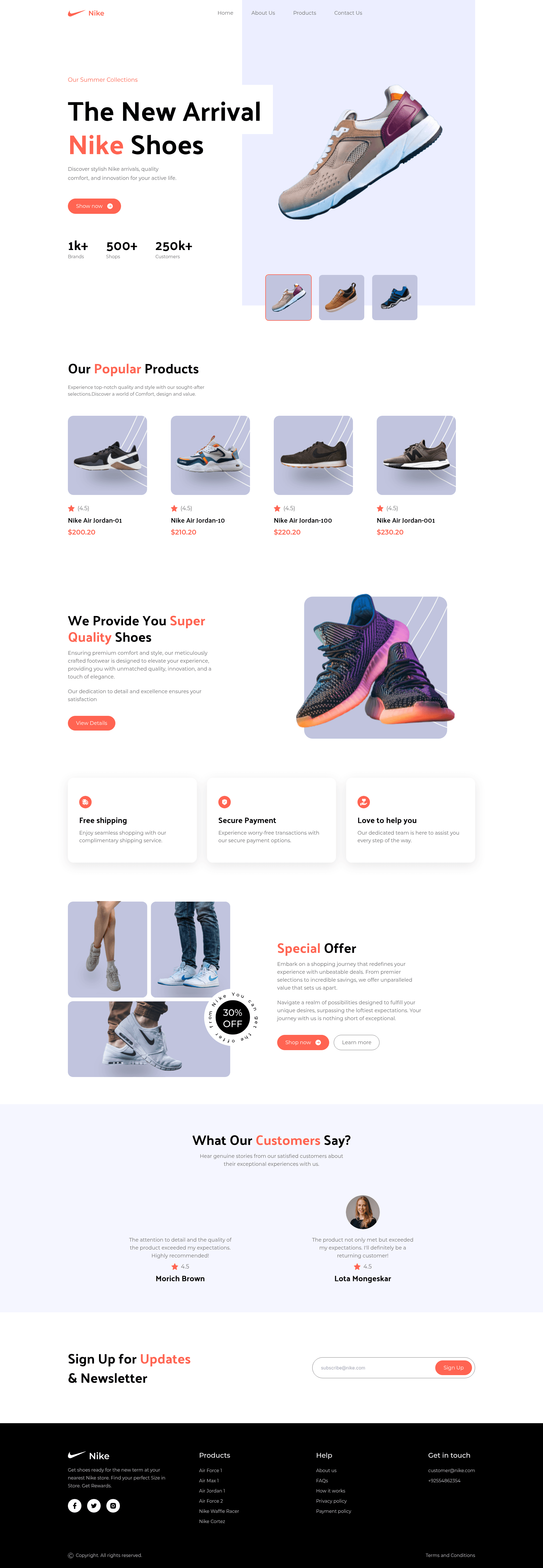 screenshot of Nike Landing Page on template0.com