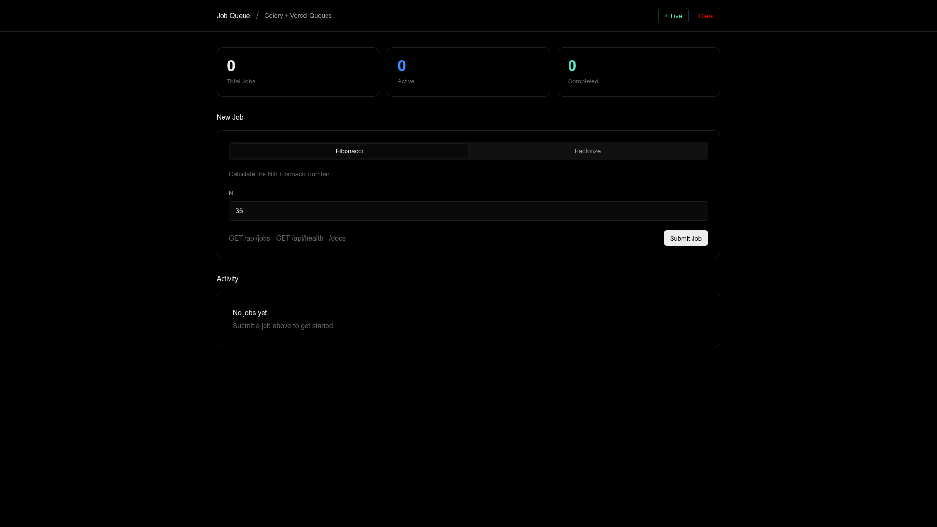 screenshot of Python Celery Starter on template0.com