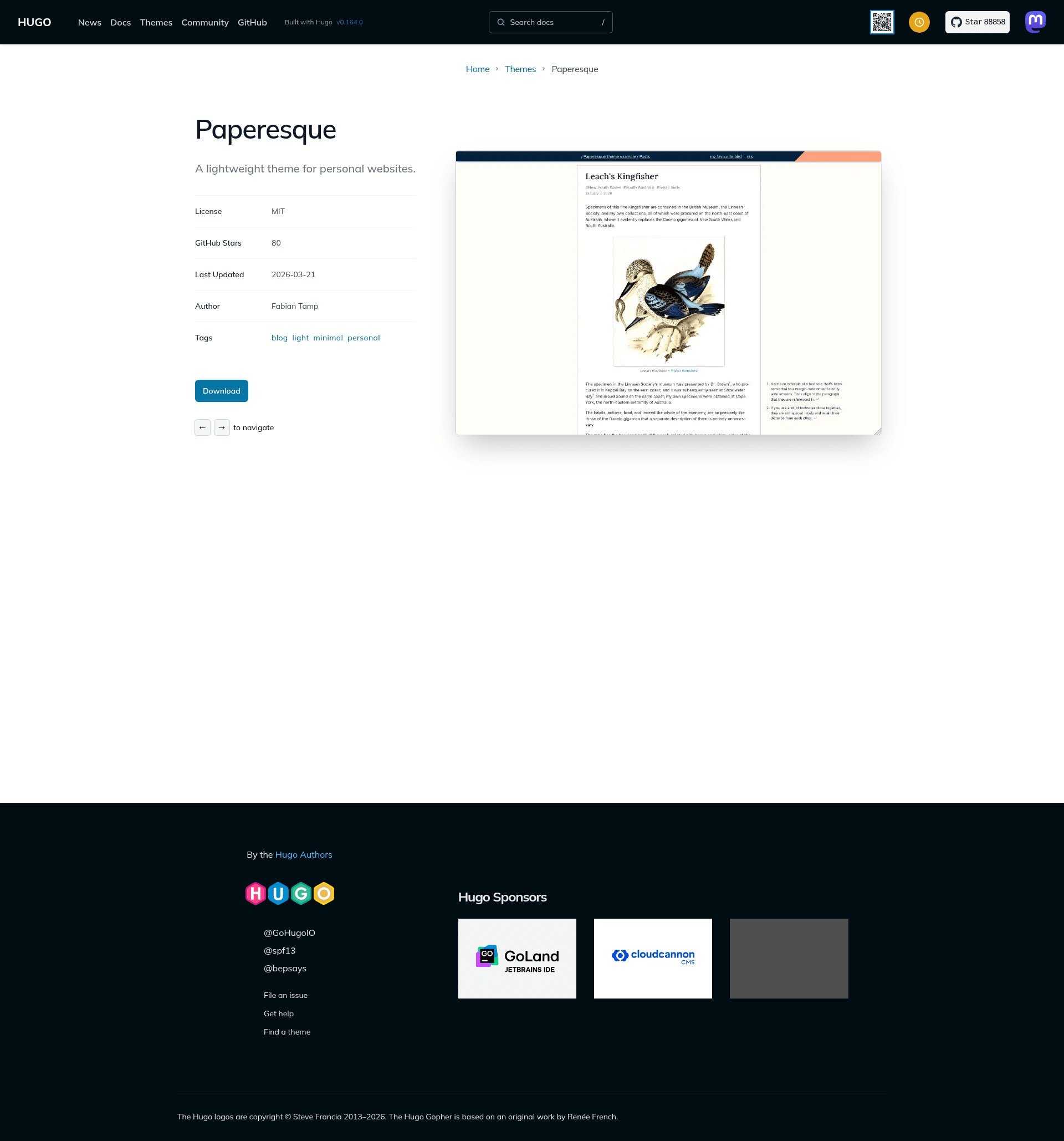 screenshot of Paperesque on template0.com