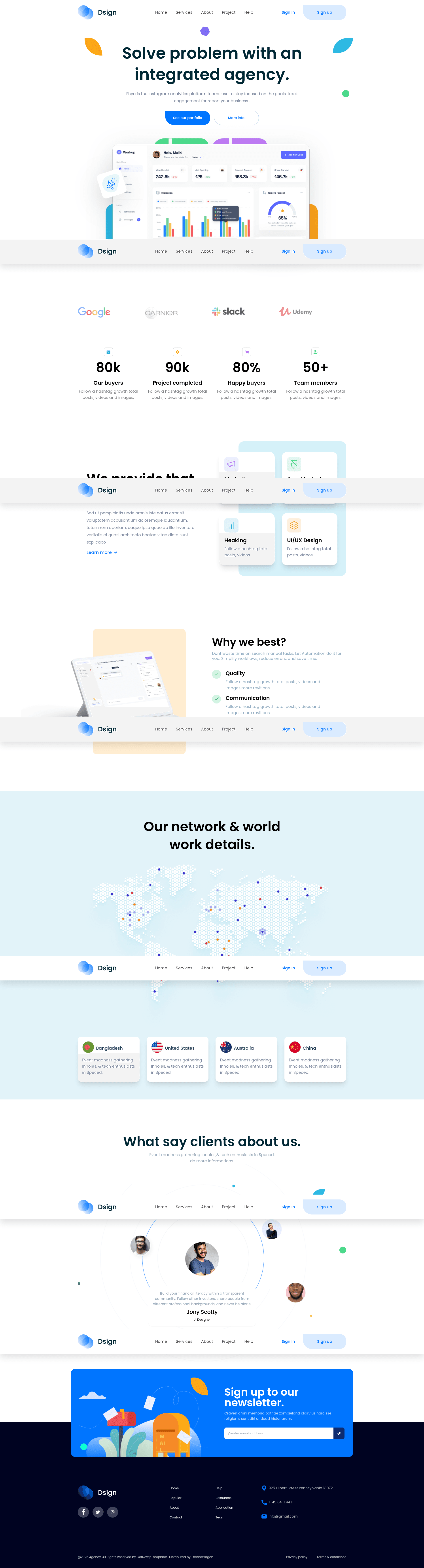 screenshot of Dsign – Free Tailwind CSS Agency Website Template on template0.com