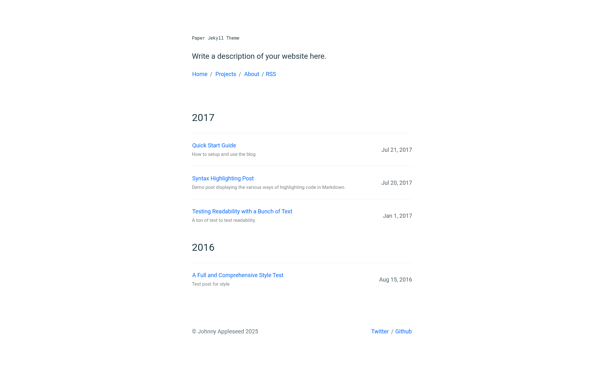 screenshot of Paper Jekyll Theme on template0.com