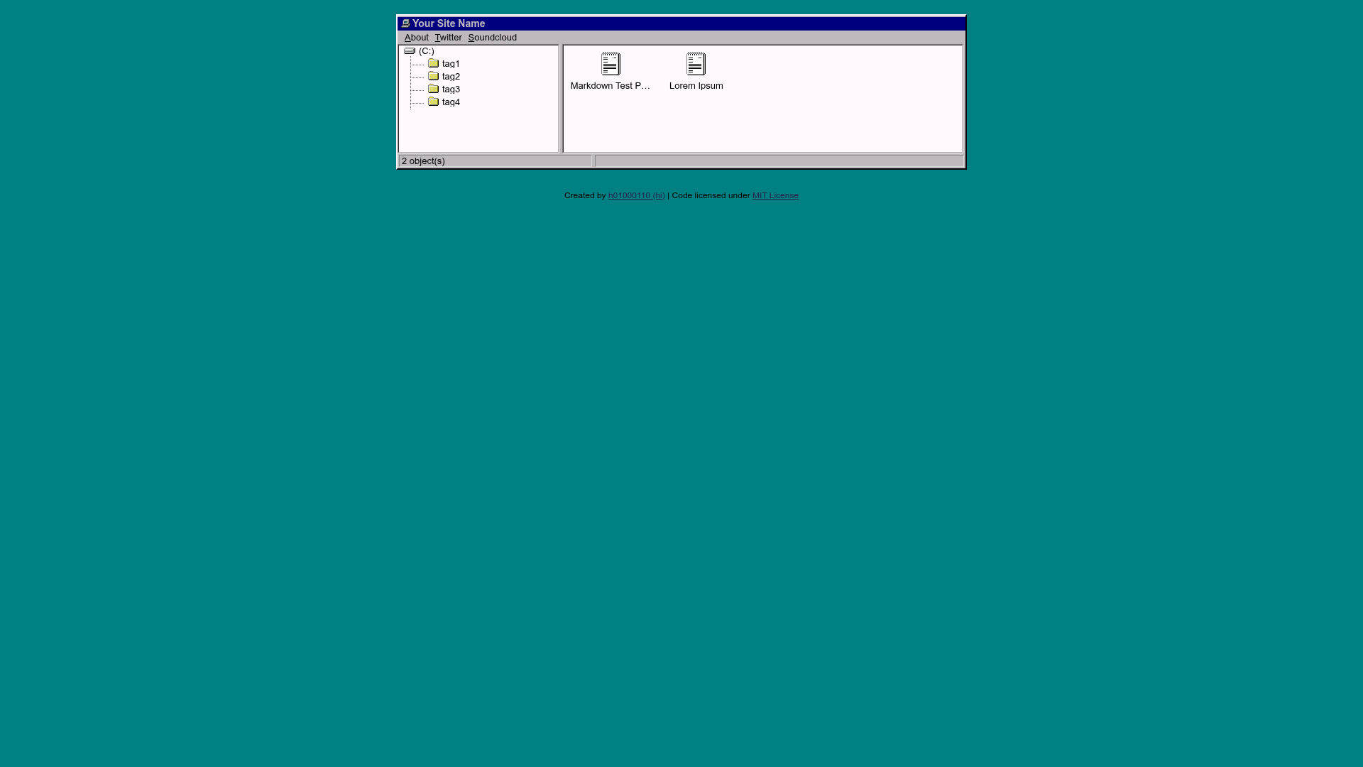 screenshot of Windows 95 on template0.com