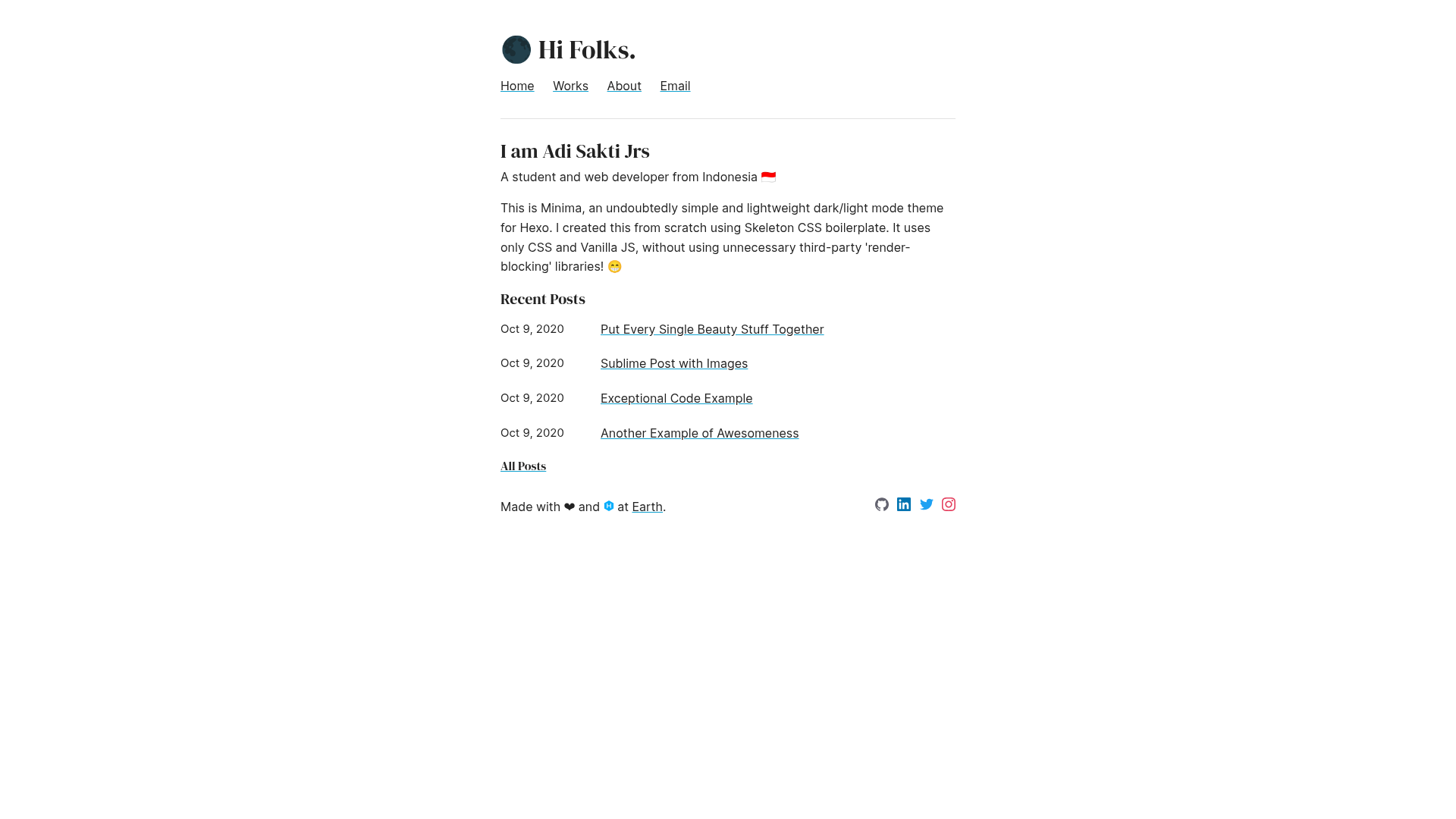 screenshot of Minima on template0.com
