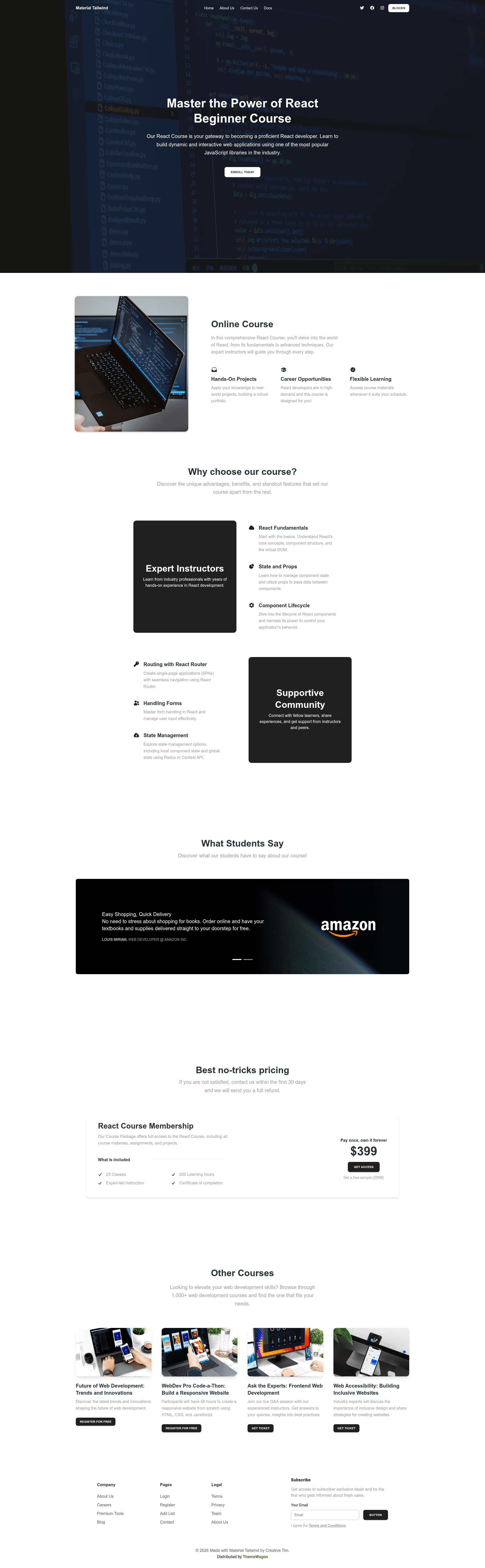 screenshot of CourseDetailsPage on template0.com