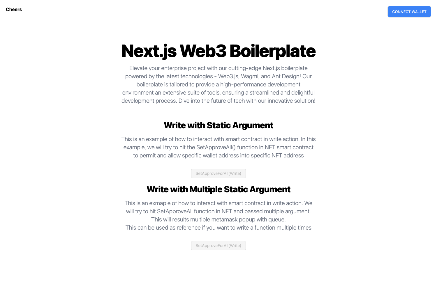 NextJS Wagmi Boilerplate Web3 preview