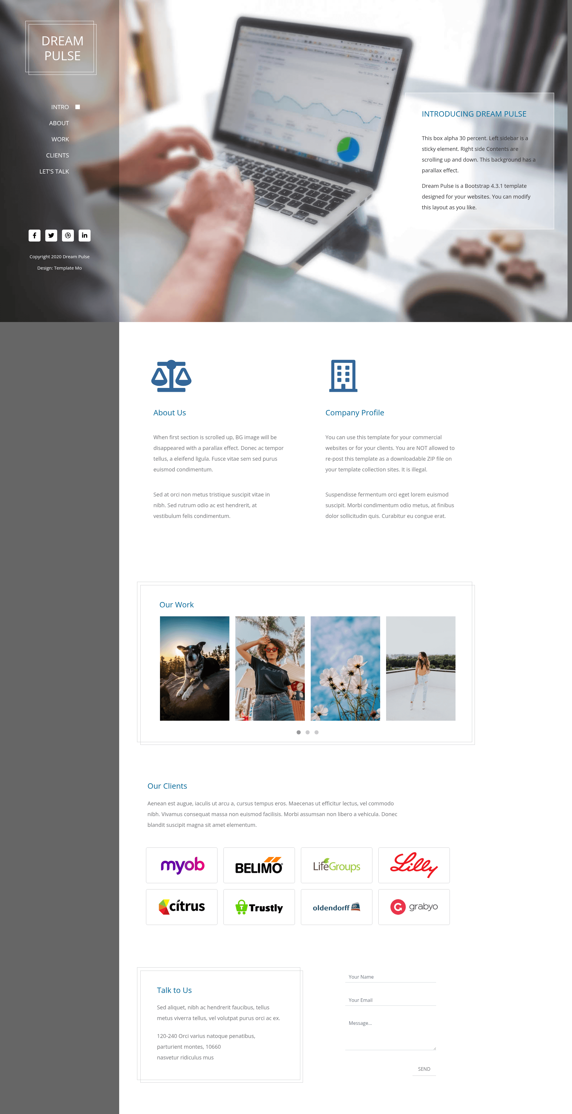 screenshot of Dream Pulse on template0.com