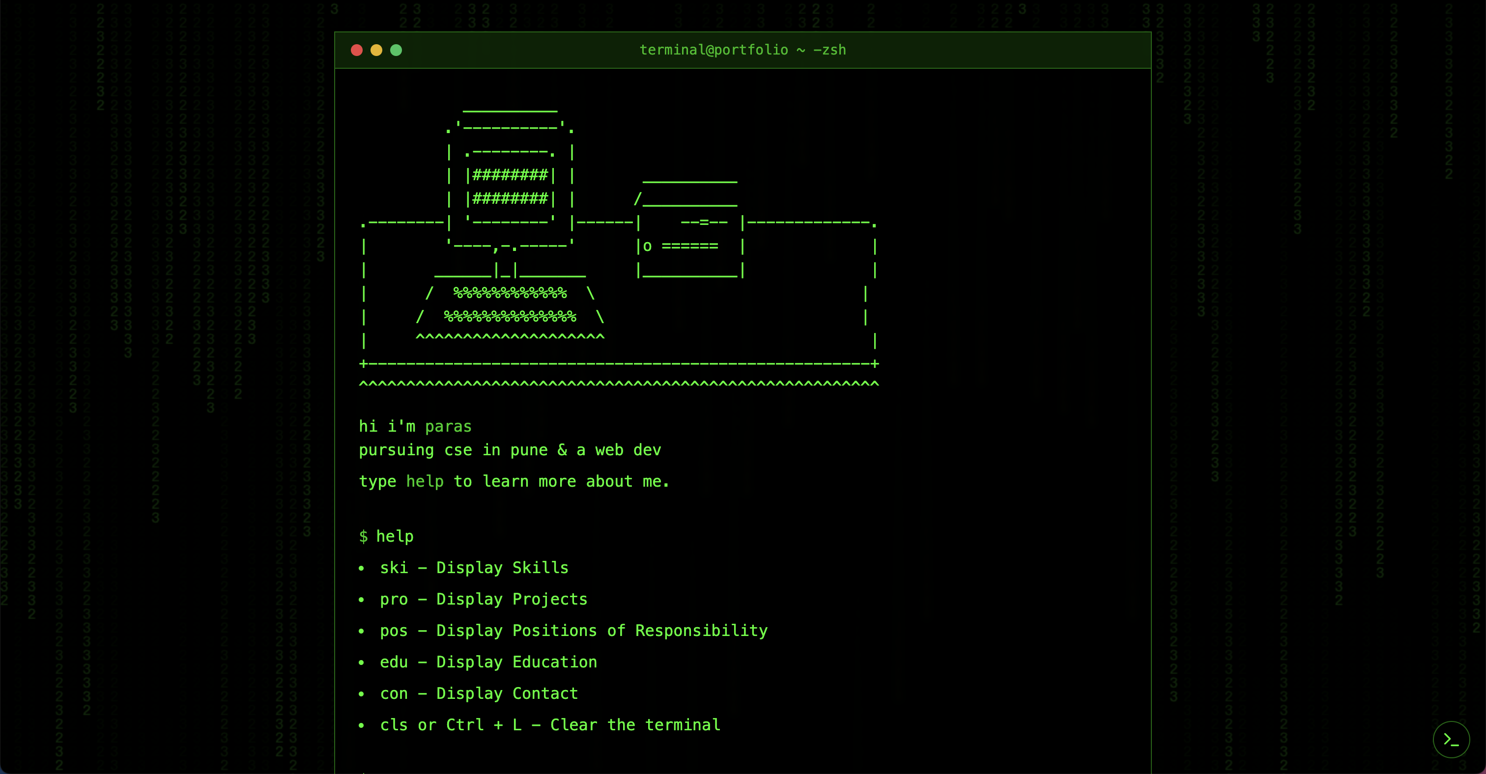 Terminal Portfolio preview