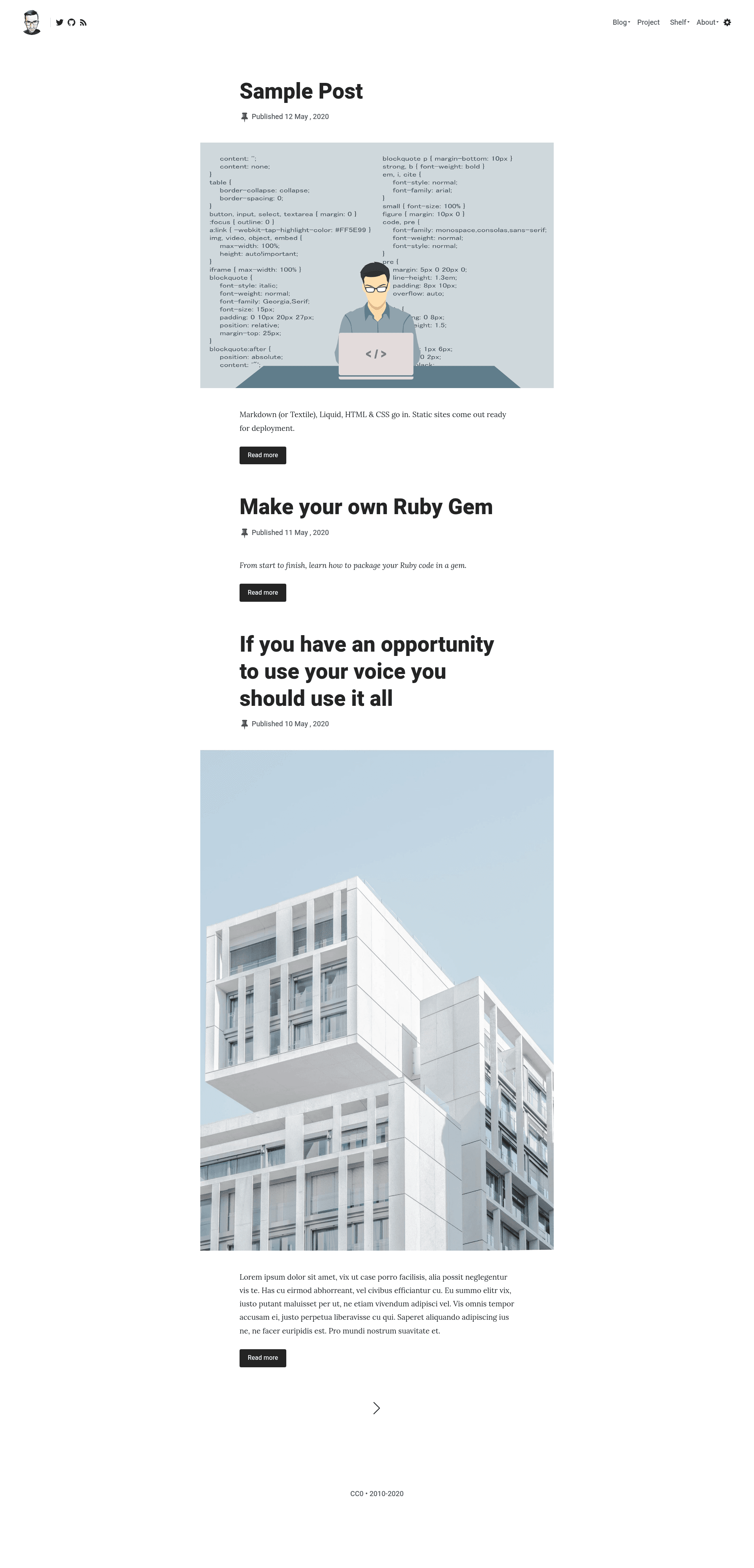 screenshot of Jekyll Tabor on template0.com