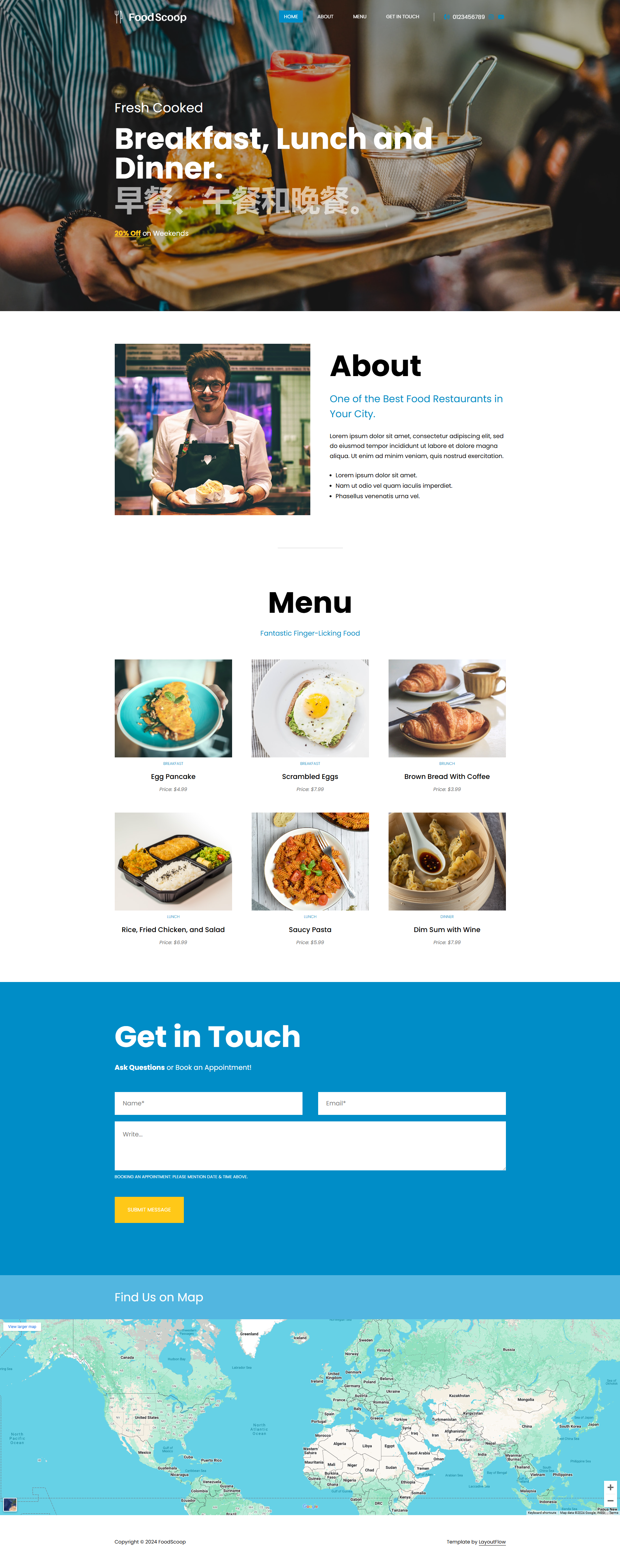 Image for FoodScoop(hospitality html template) on template0.com