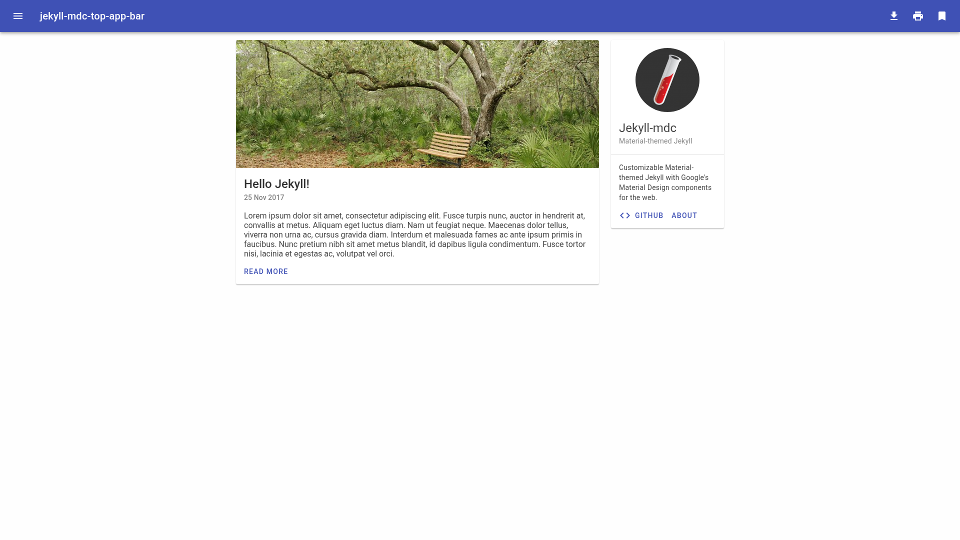 screenshot of Jekyll Mdc on template0.com