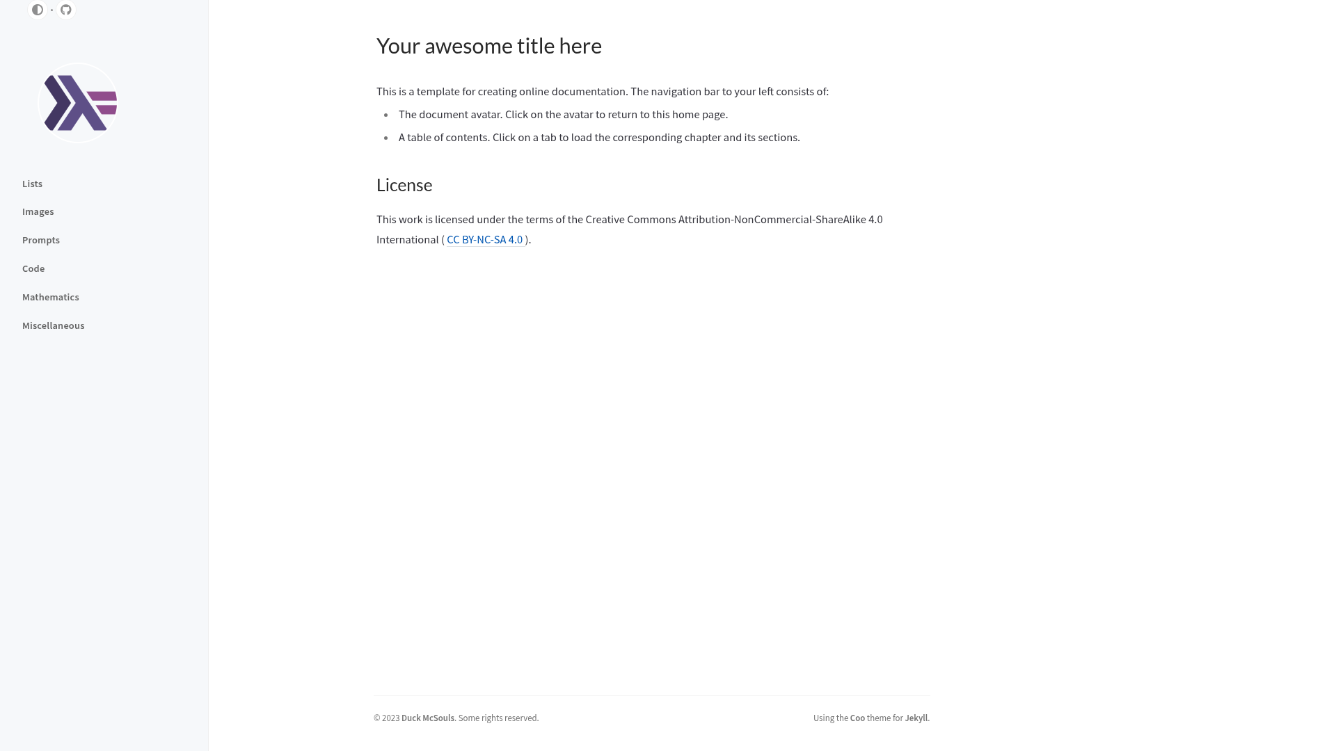 screenshot of Tekyll on template0.com