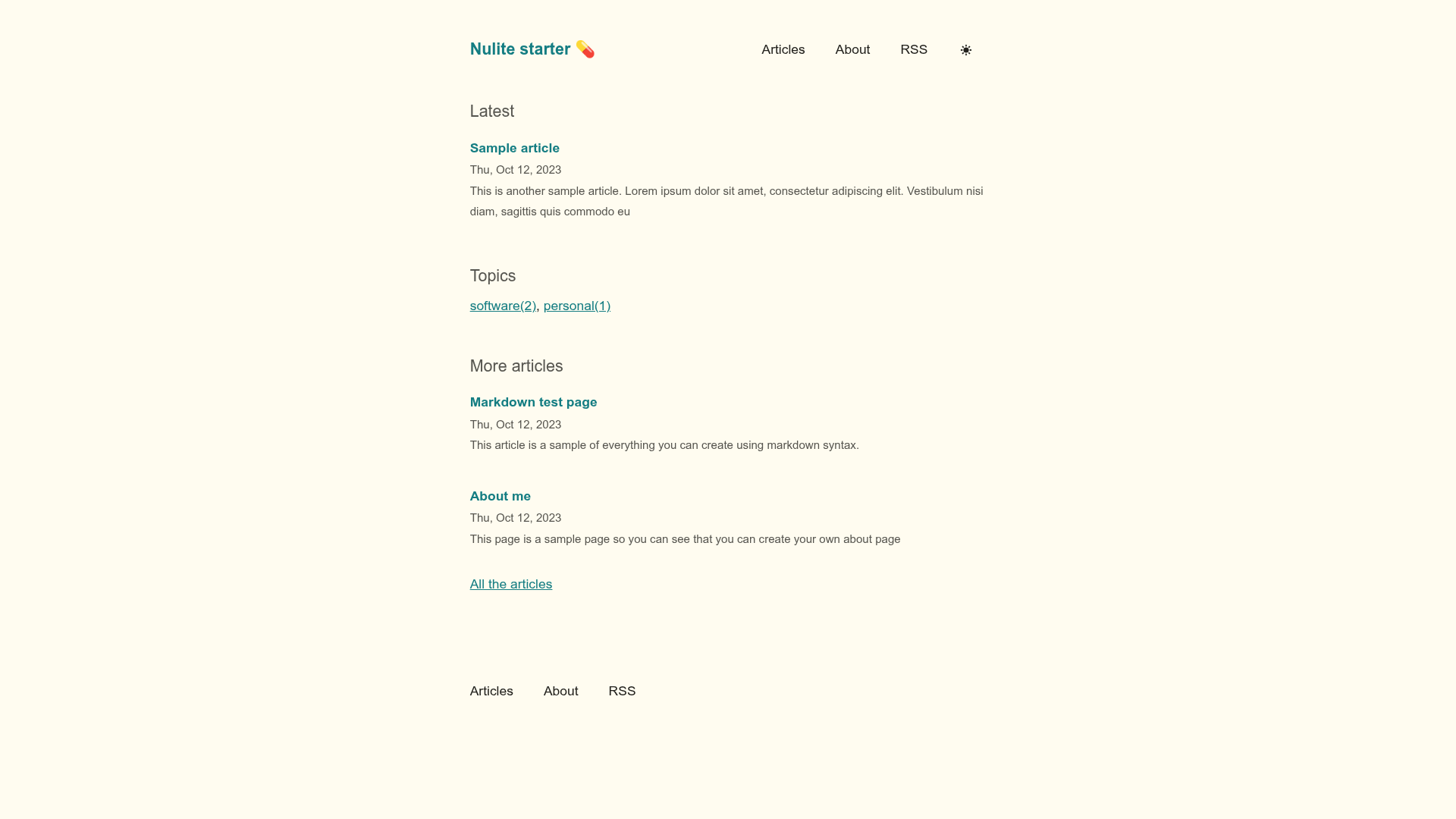 screenshot of Nulite on template0.com