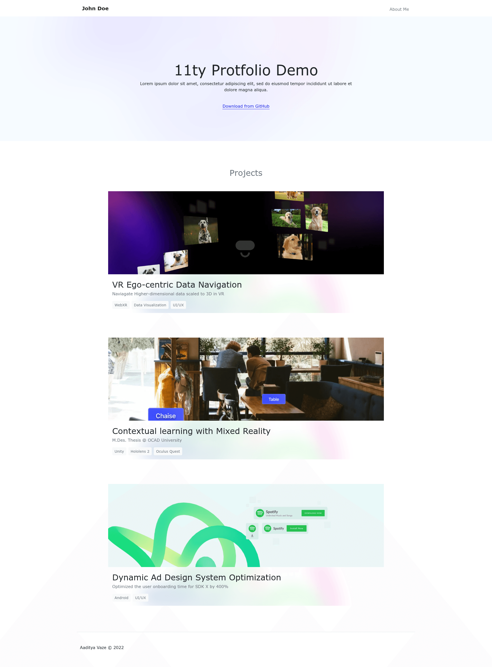 screenshot of 11ty Portfolio Starter on template0.com