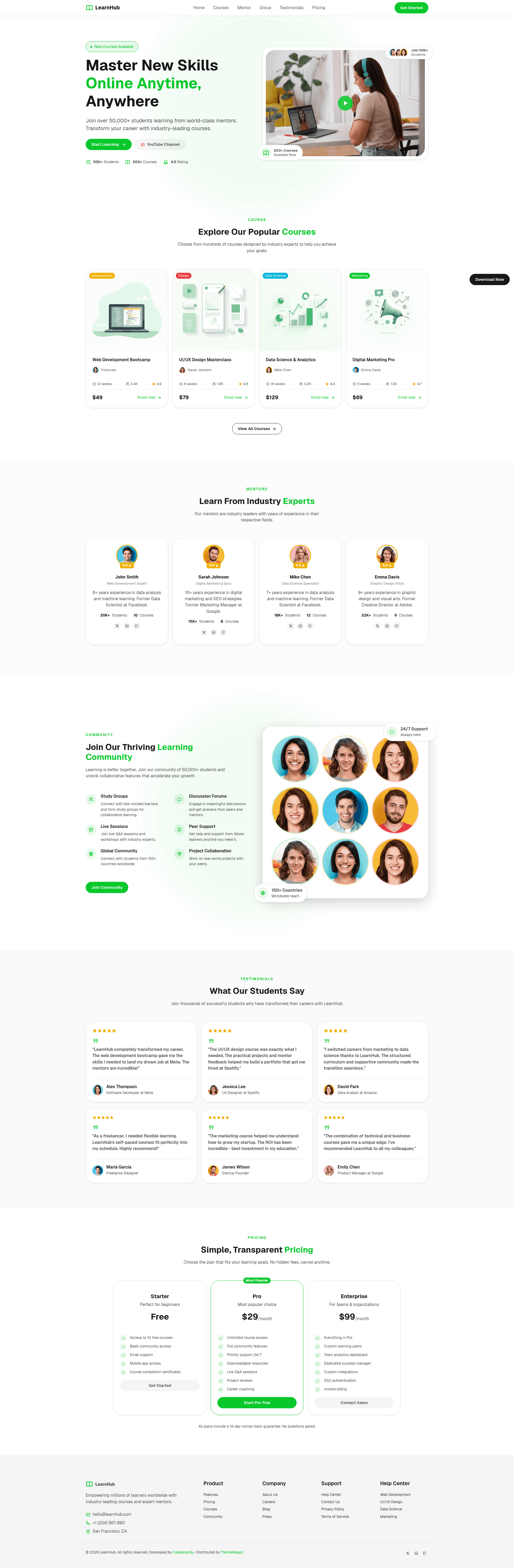 screenshot of LearnHub on template0.com