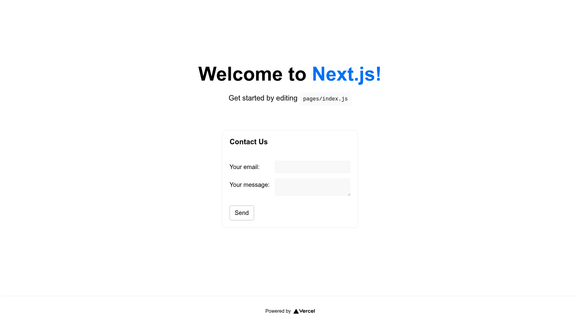 screenshot of Formspree & Next.js example on template0.com