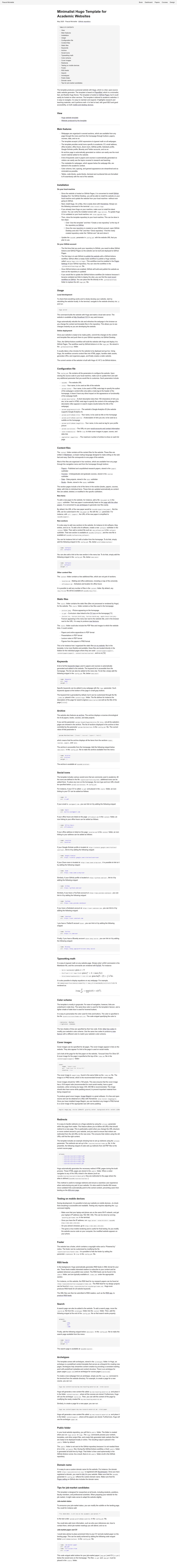 screenshot of hugo-website on template0.com