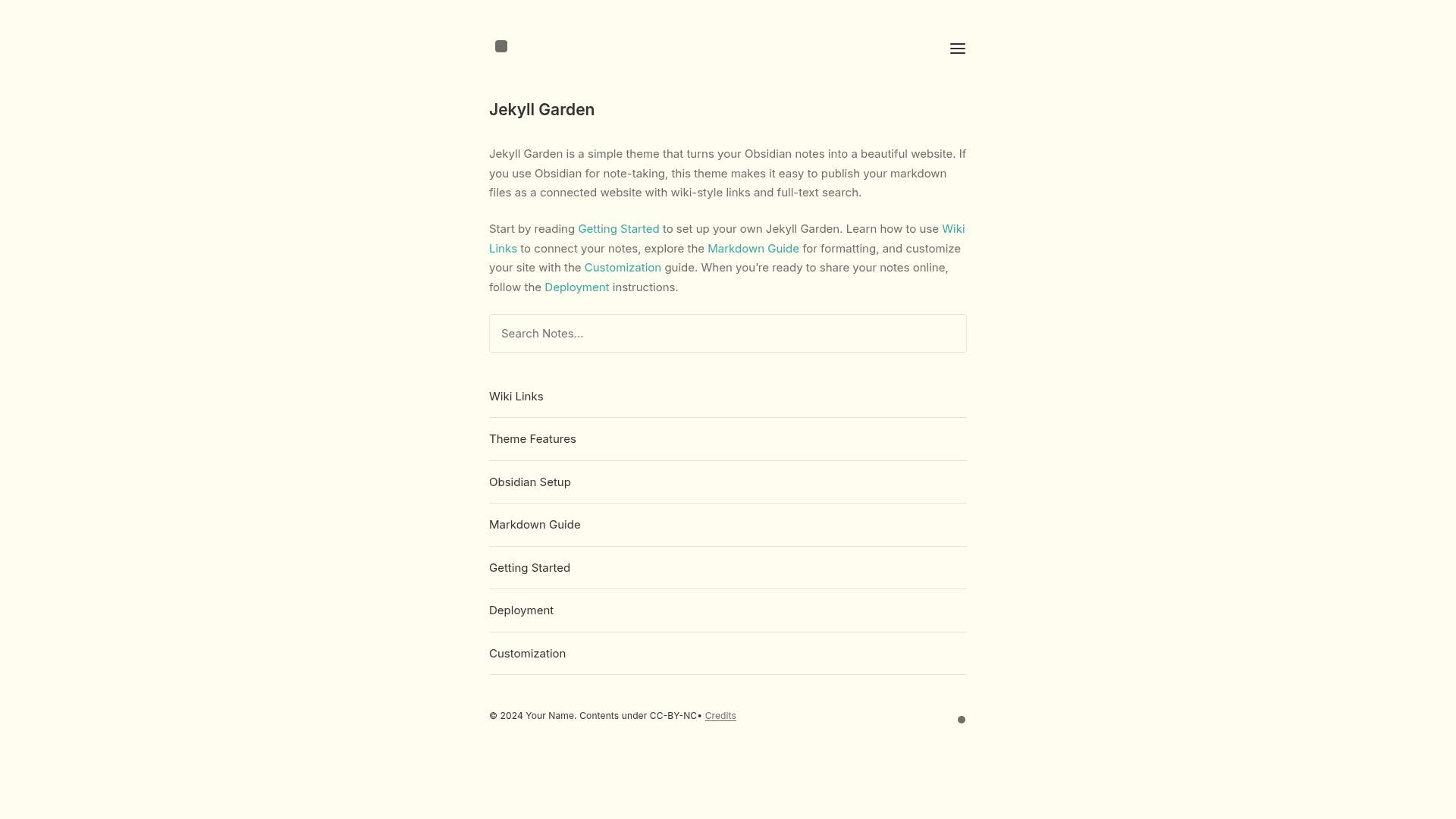 screenshot of Jekyll Garden on template0.com