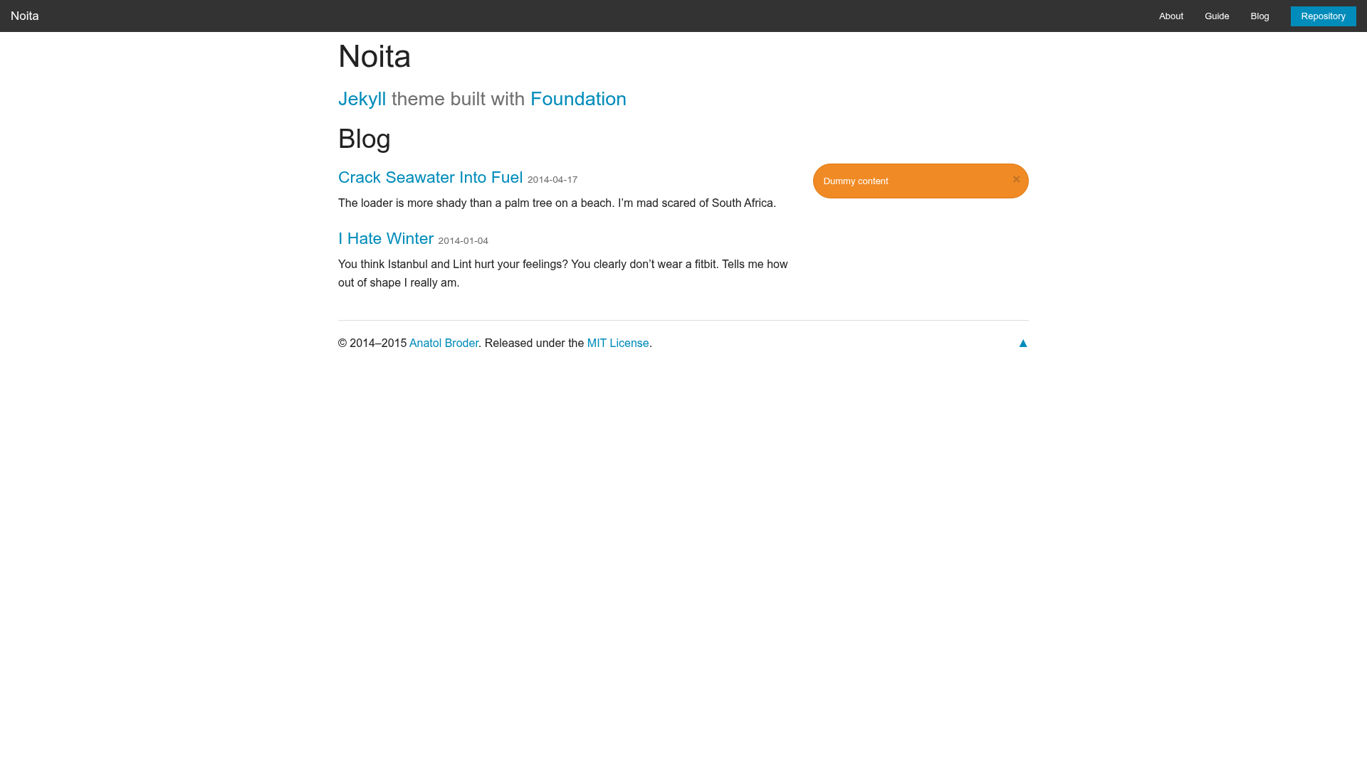 screenshot of Noita on template0.com